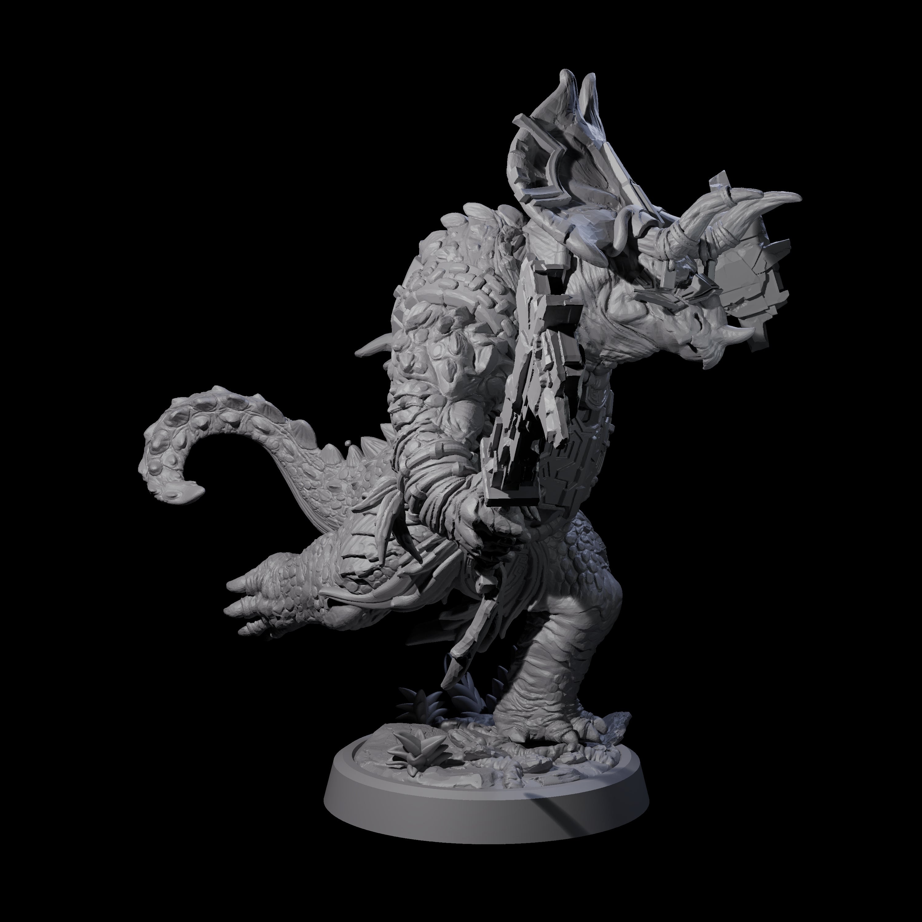 Attacking Triceratops Warrior A Miniature for Dungeons and Dragons, Pathfinder or other TTRPGs