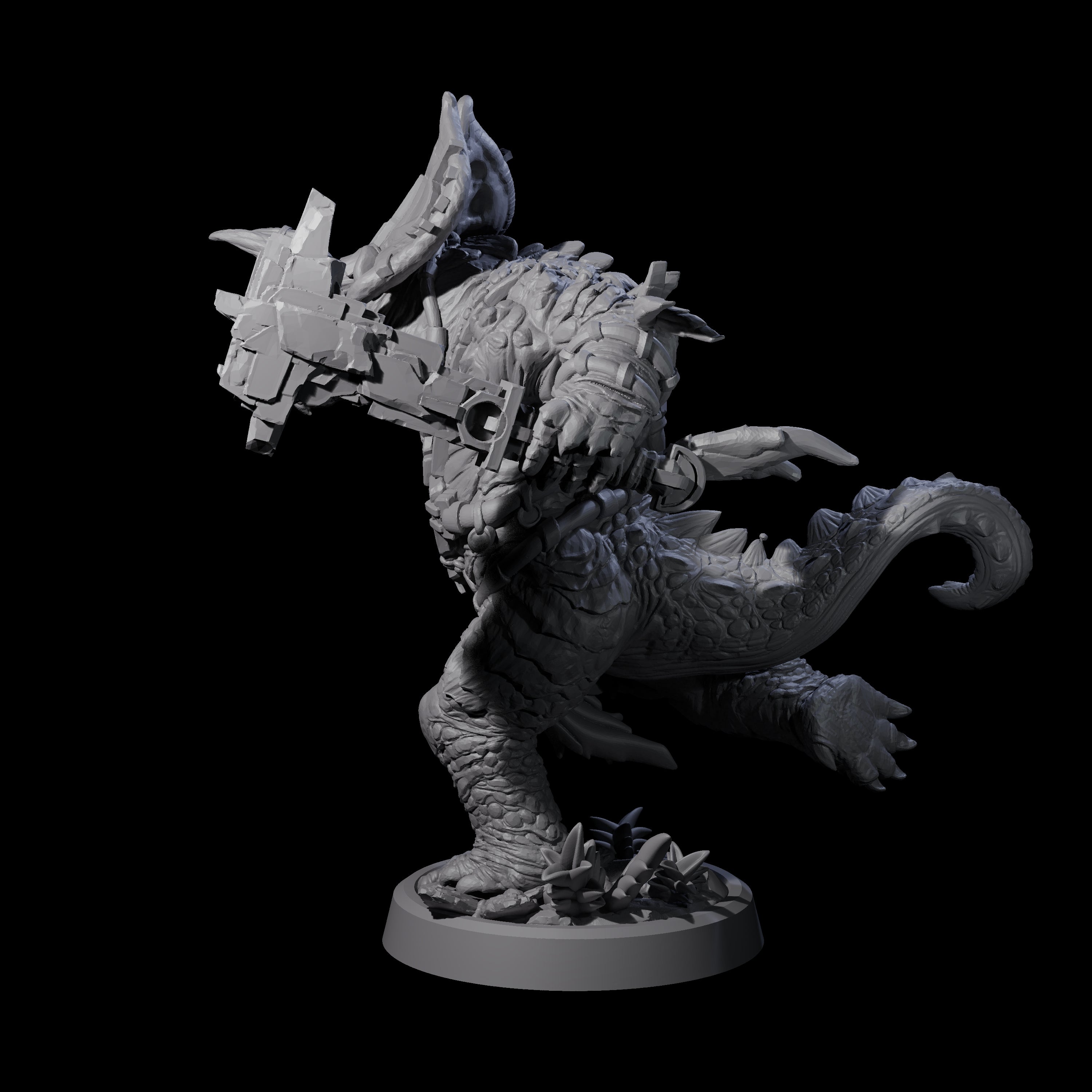 Attacking Triceratops Warrior A Miniature for Dungeons and Dragons, Pathfinder or other TTRPGs
