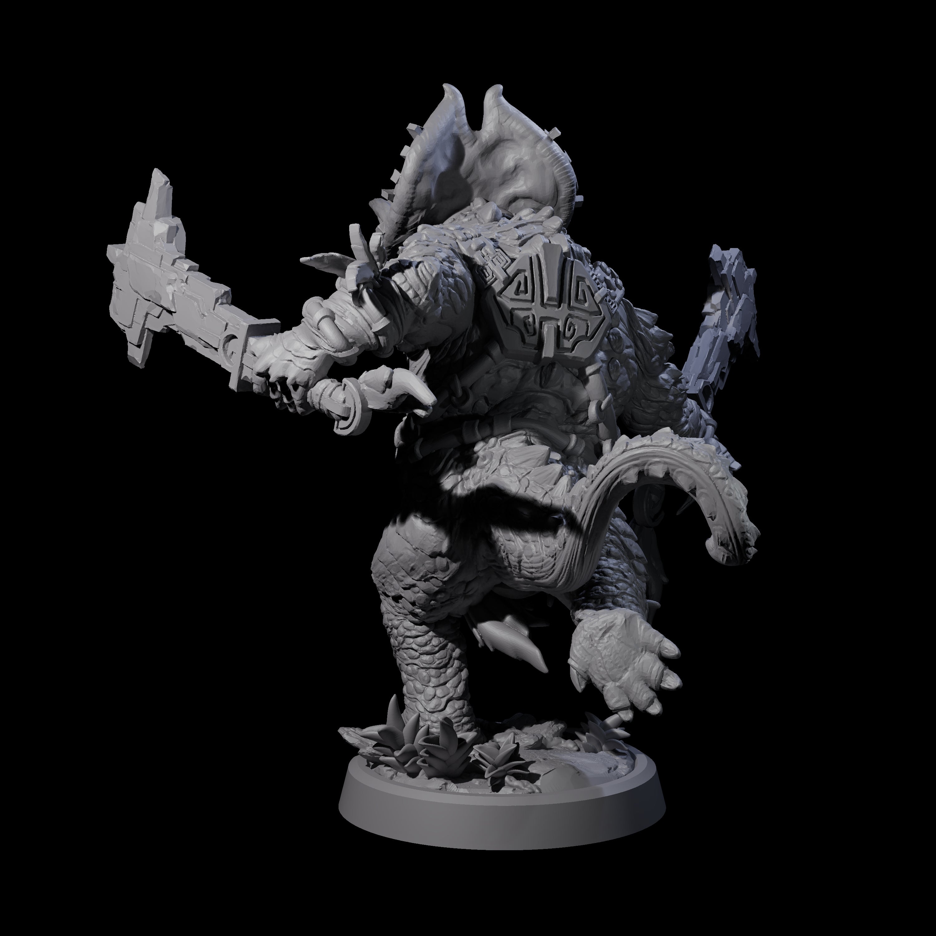 Attacking Triceratops Warrior A Miniature for Dungeons and Dragons, Pathfinder or other TTRPGs