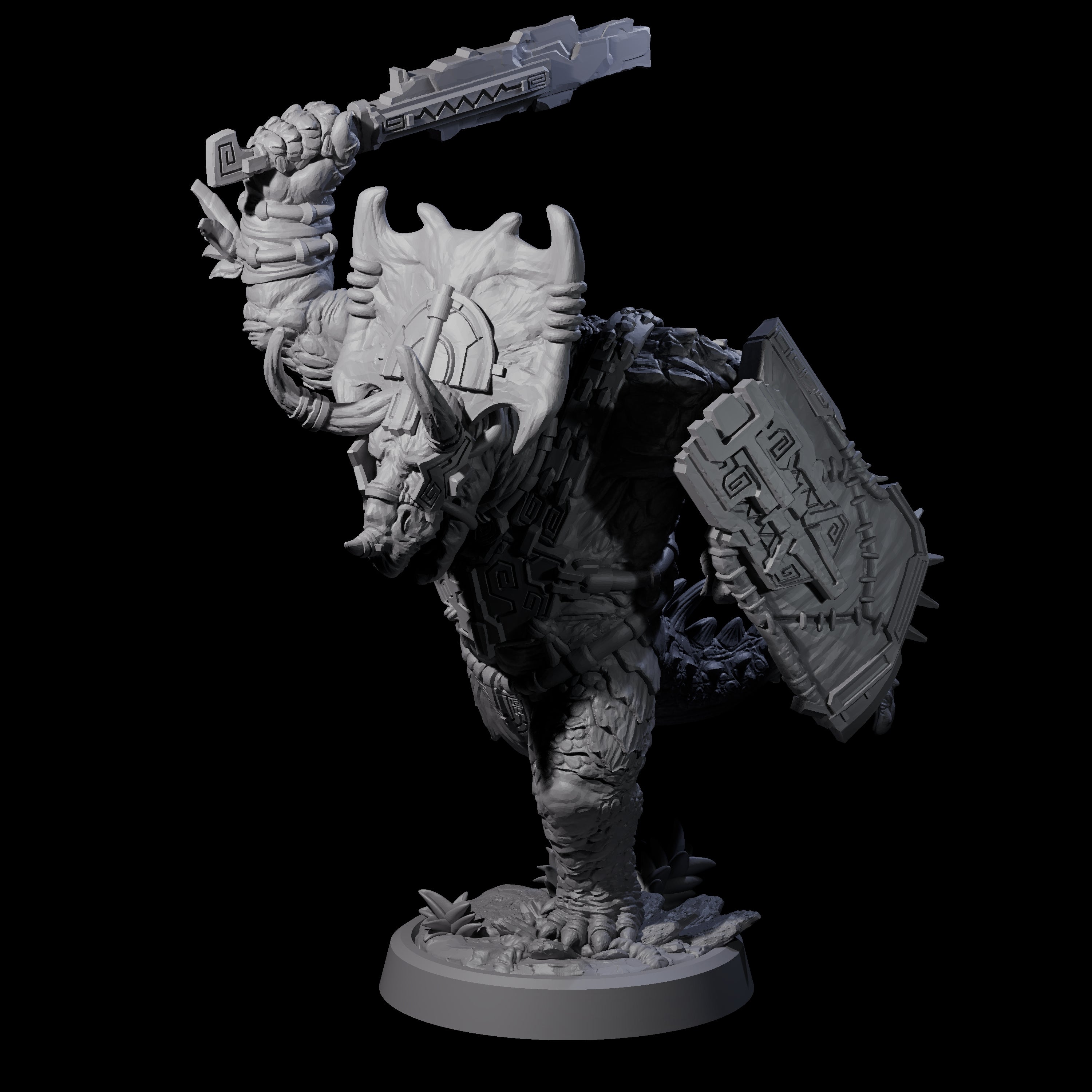 Attacking Triceratops Warrior B Miniature for Dungeons and Dragons, Pathfinder or other TTRPGs