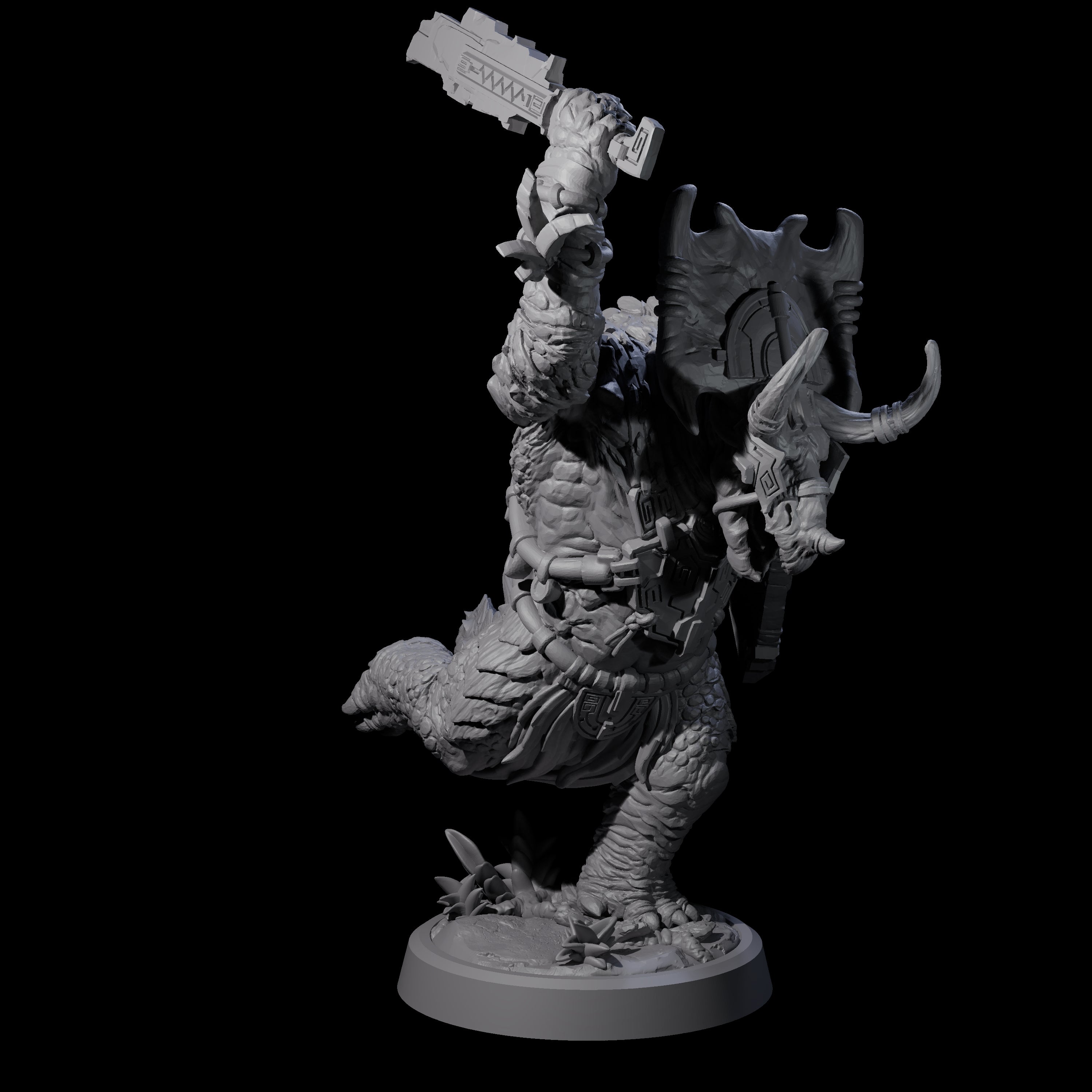 Attacking Triceratops Warrior B Miniature for Dungeons and Dragons, Pathfinder or other TTRPGs