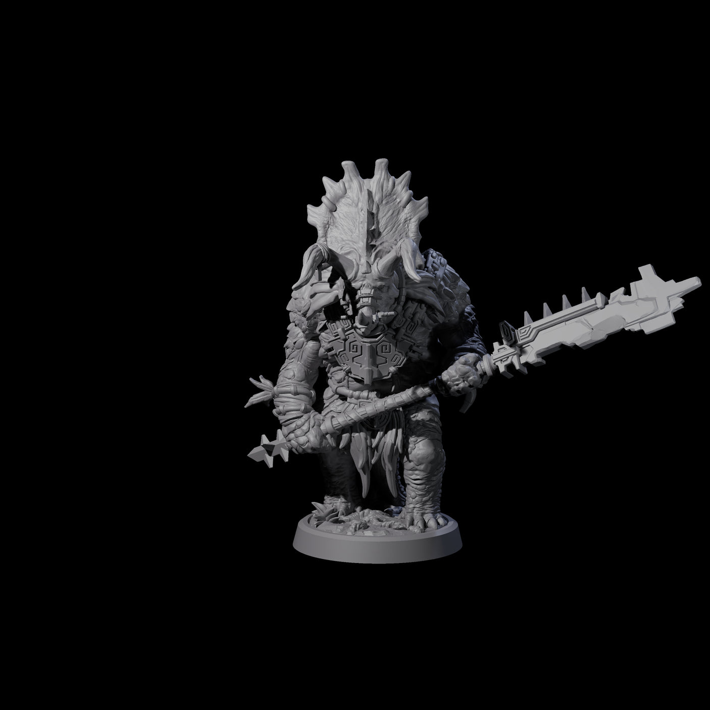 Attacking Triceratops Warrior C Miniature for Dungeons and Dragons, Pathfinder or other TTRPGs