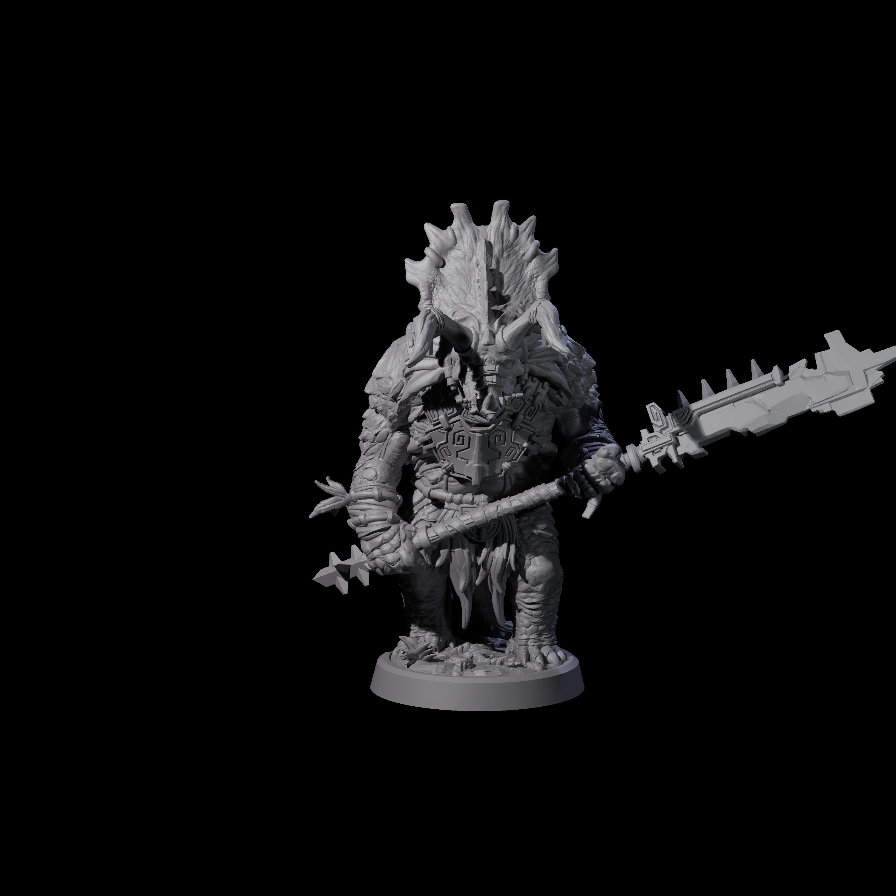 Attacking Triceratops Warrior C Miniature for Dungeons and Dragons, Pathfinder or other TTRPGs
