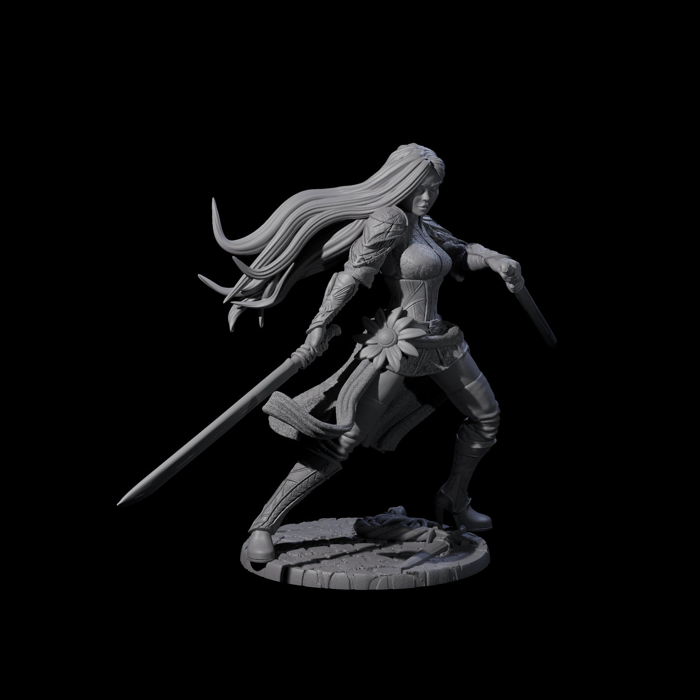 Ayama - Flowing Fighter Miniature for Dungeons and Dragons, Pathfinder or other TTRPGs