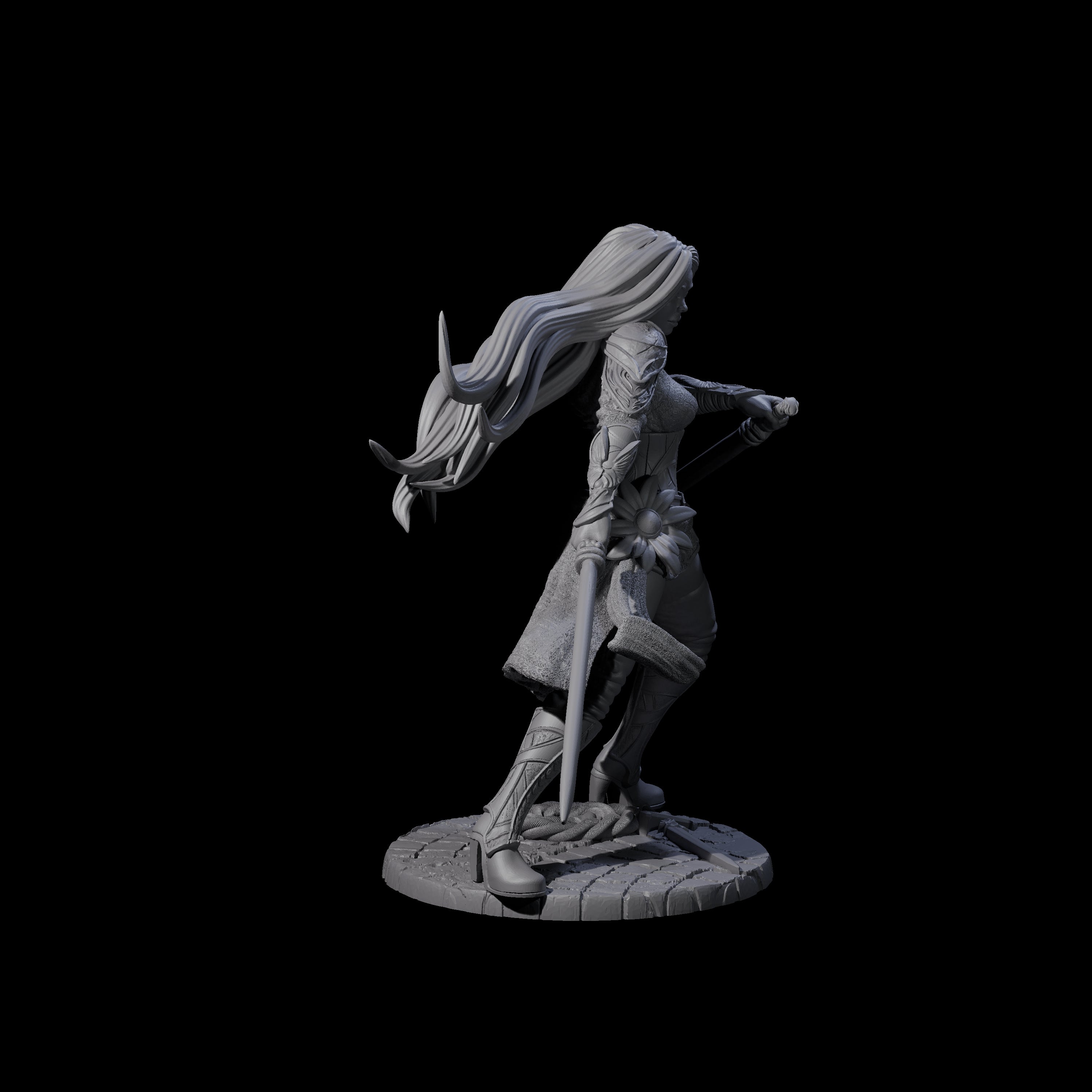 Ayama - Flowing Fighter Miniature for Dungeons and Dragons, Pathfinder or other TTRPGs