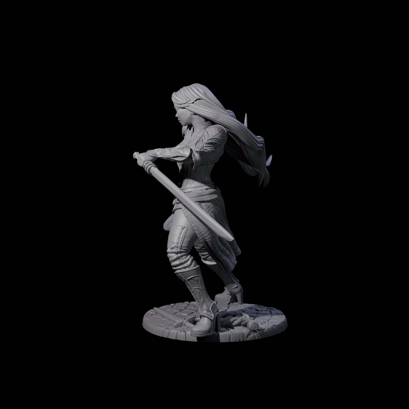 Ayama - Flowing Fighter Miniature for Dungeons and Dragons, Pathfinder or other TTRPGs