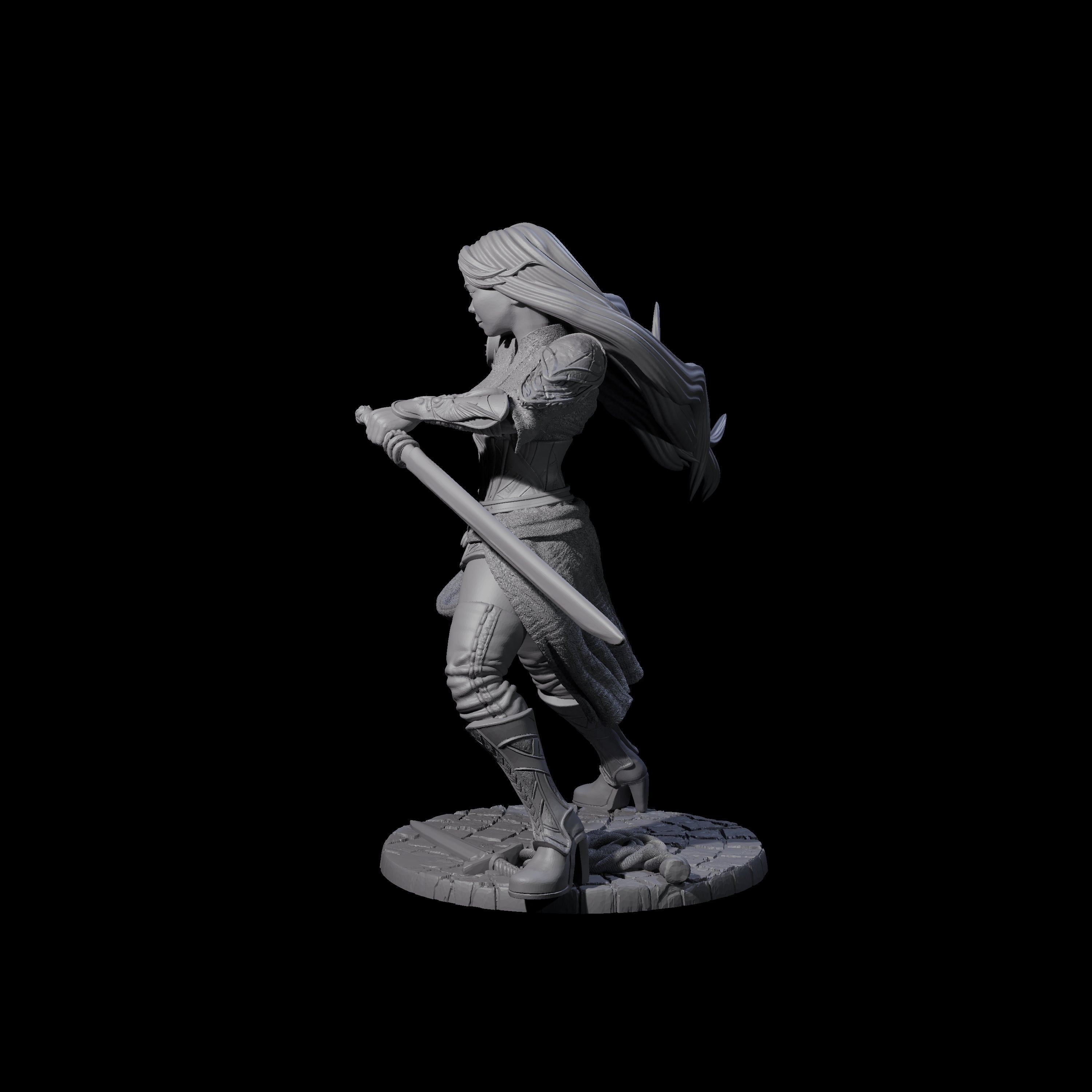 Ayama - Flowing Fighter Miniature for Dungeons and Dragons, Pathfinder or other TTRPGs