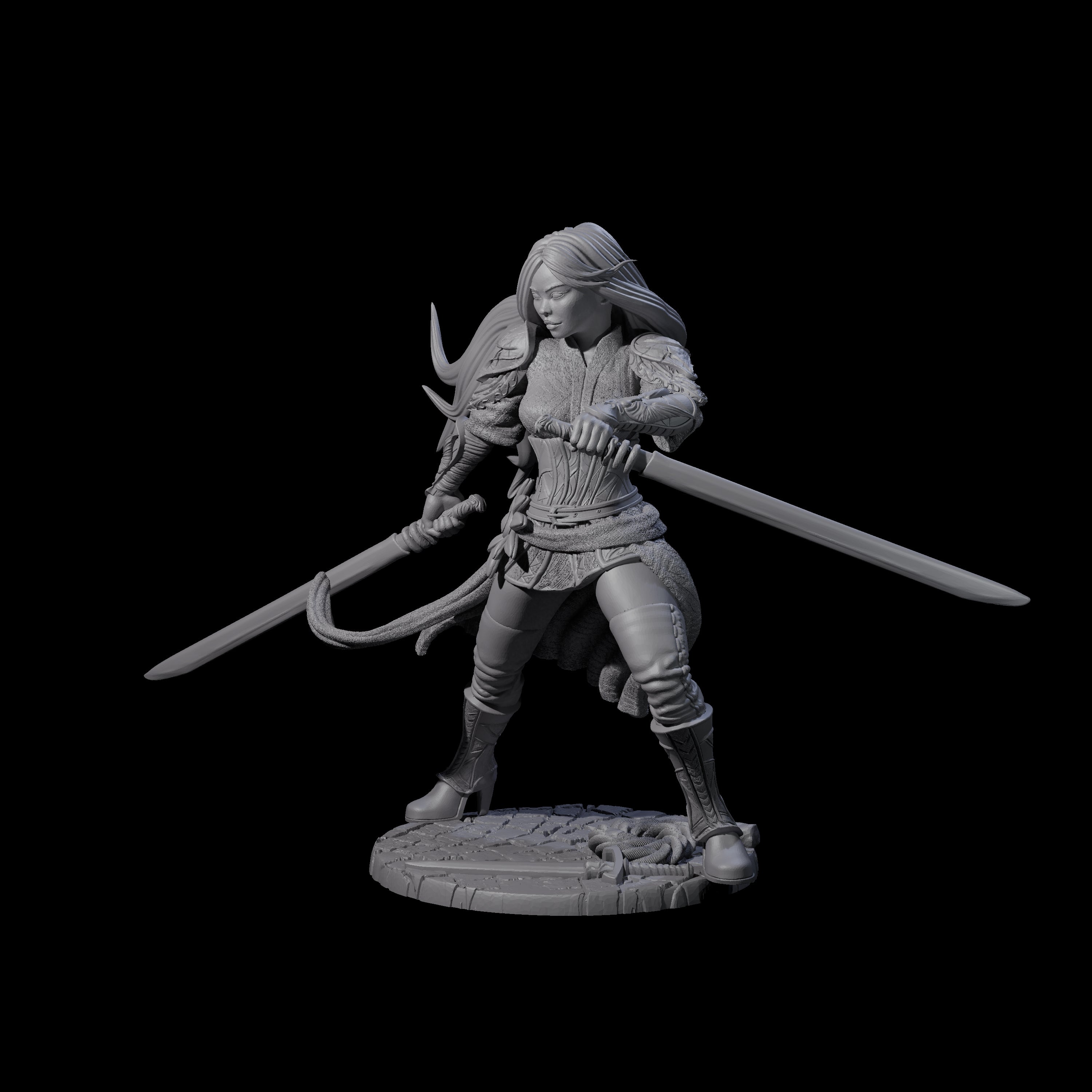 Ayama - Flowing Fighter Miniature for Dungeons and Dragons, Pathfinder or other TTRPGs