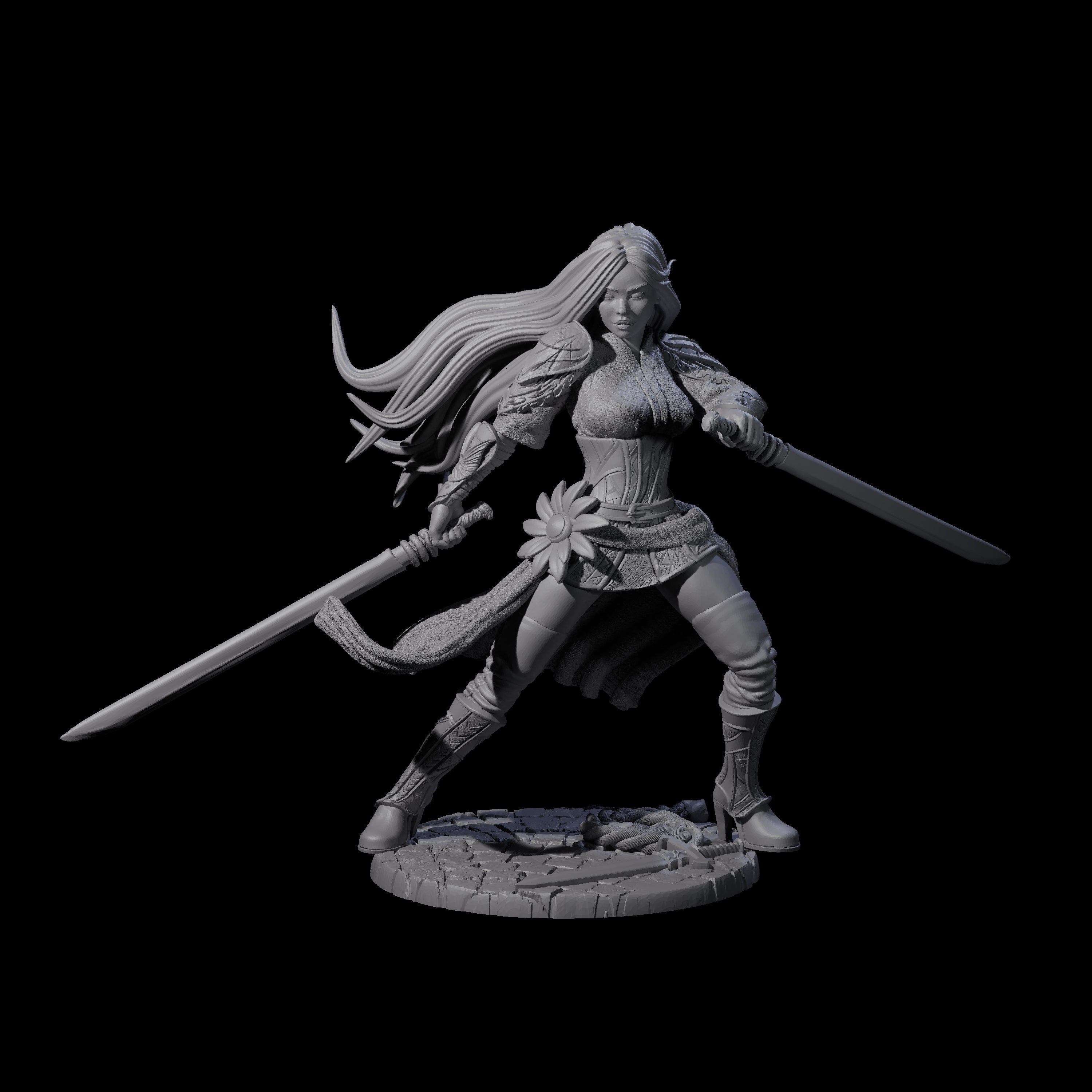 Ayama - Flowing Fighter Miniature for Dungeons and Dragons, Pathfinder or other TTRPGs