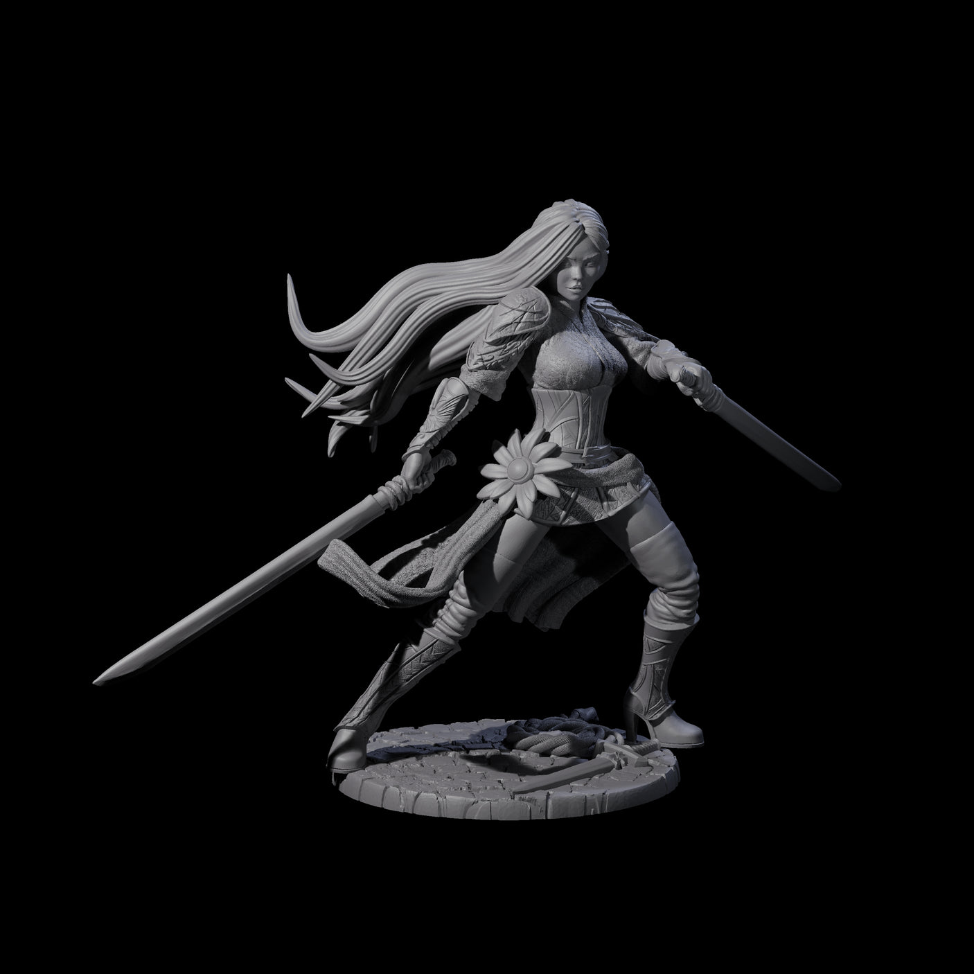 Ayama - Flowing Fighter Miniature for Dungeons and Dragons, Pathfinder or other TTRPGs
