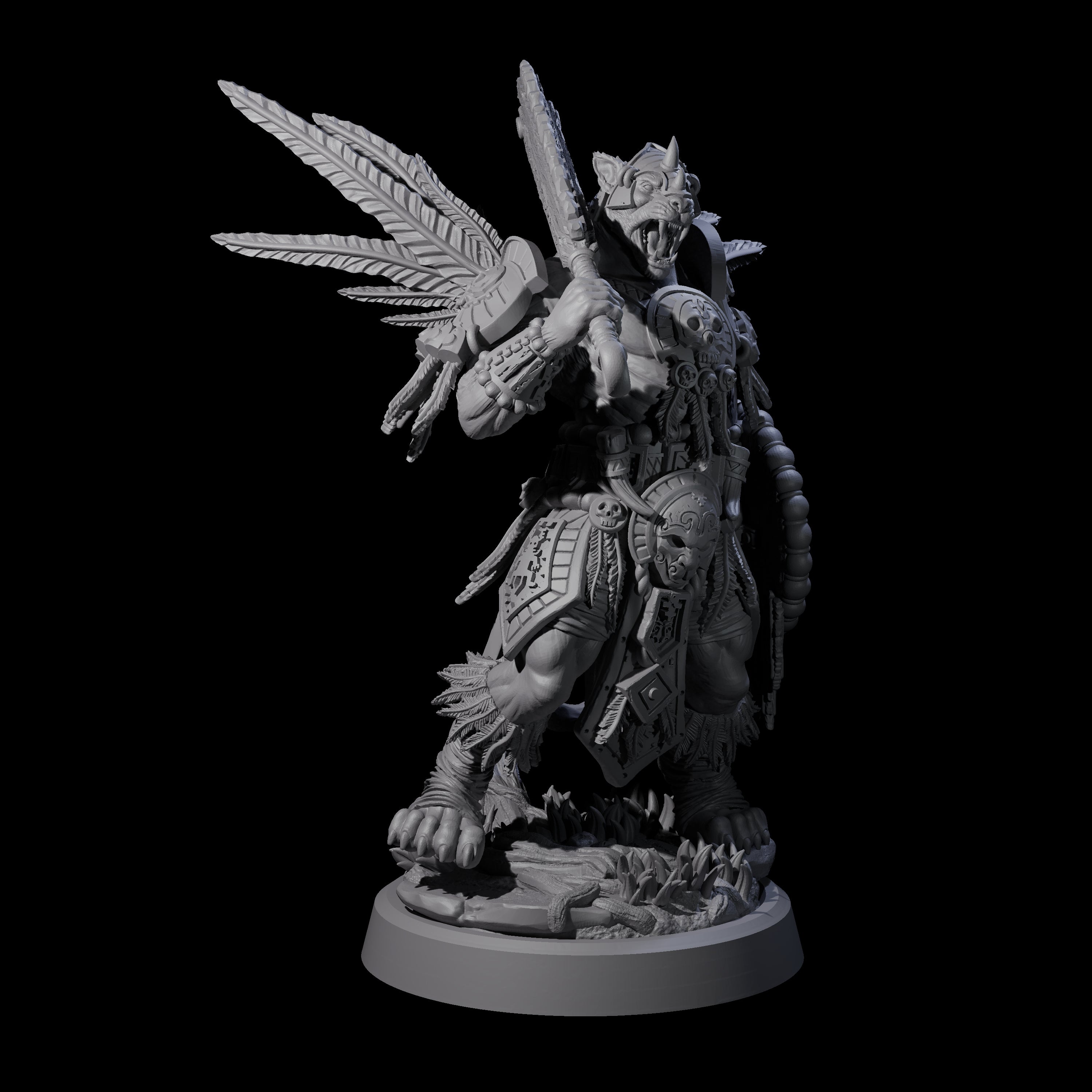 Aztec Inspired Great Leonin Warrior Miniature for Dungeons and Dragons, Pathfinder or other TTRPGs