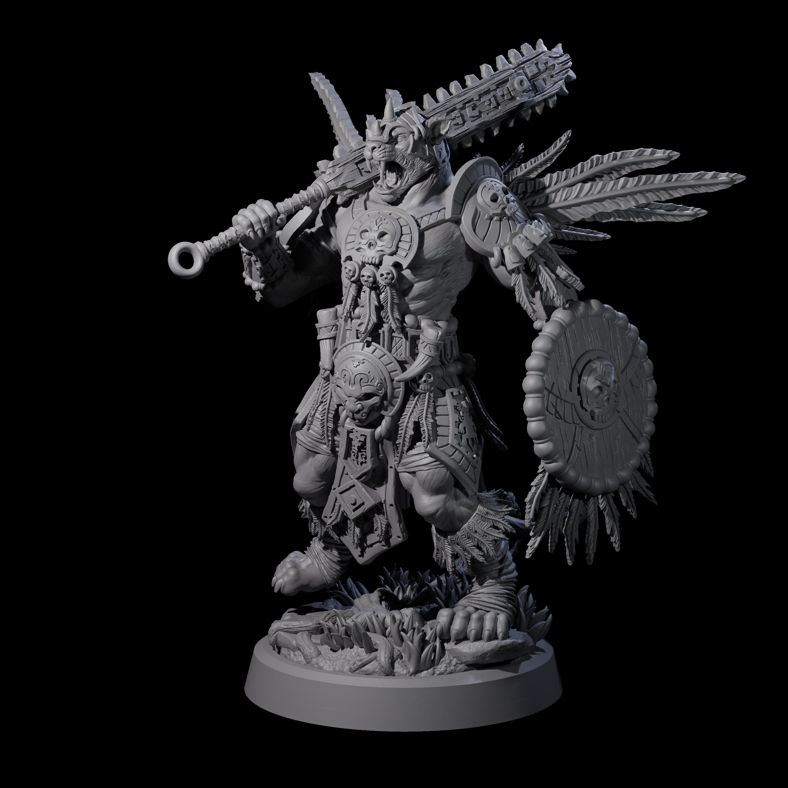 Aztec Inspired Great Leonin Warrior Miniature for Dungeons and Dragons, Pathfinder or other TTRPGs