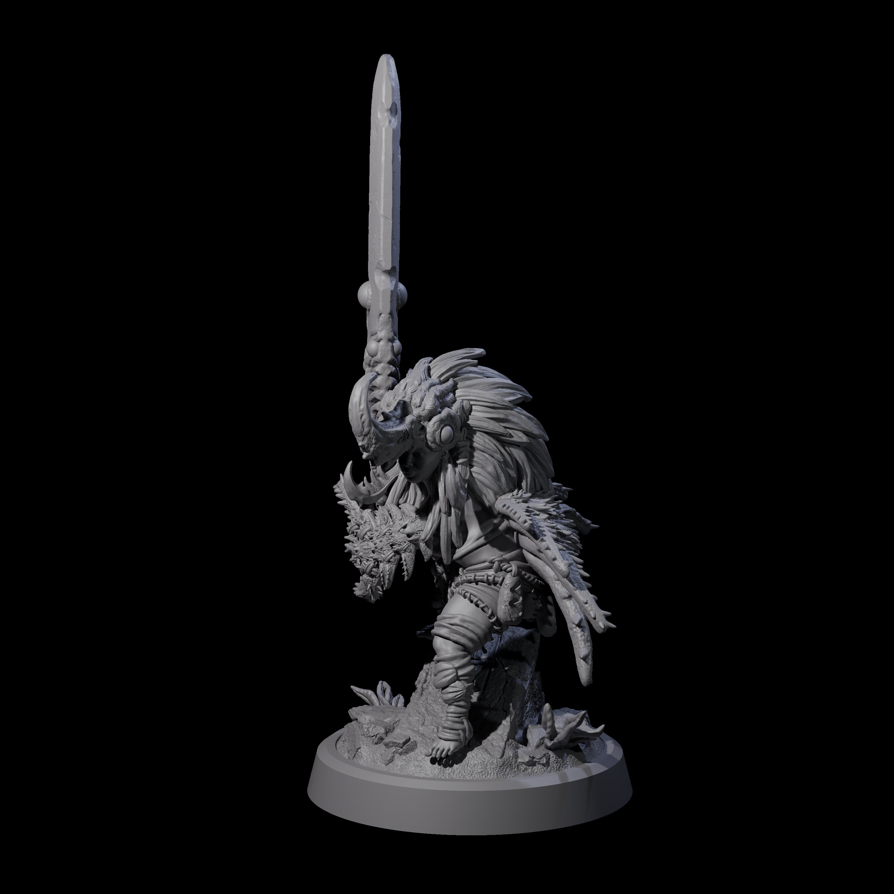Aztec Inspired Halfing Fighter Miniature for Dungeons and Dragons, Pathfinder or other TTRPGs