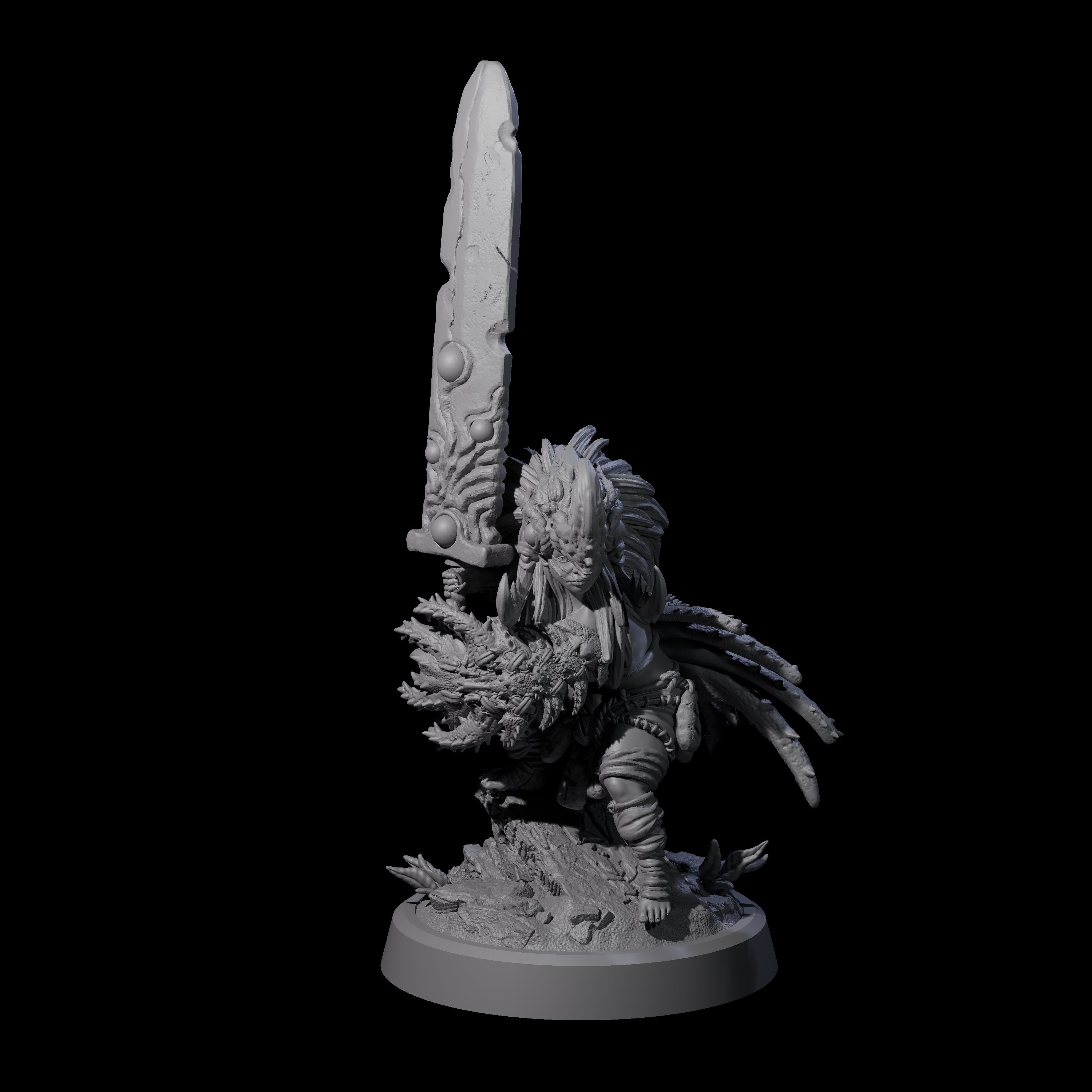 Aztec Inspired Halfing Fighter Miniature for Dungeons and Dragons, Pathfinder or other TTRPGs