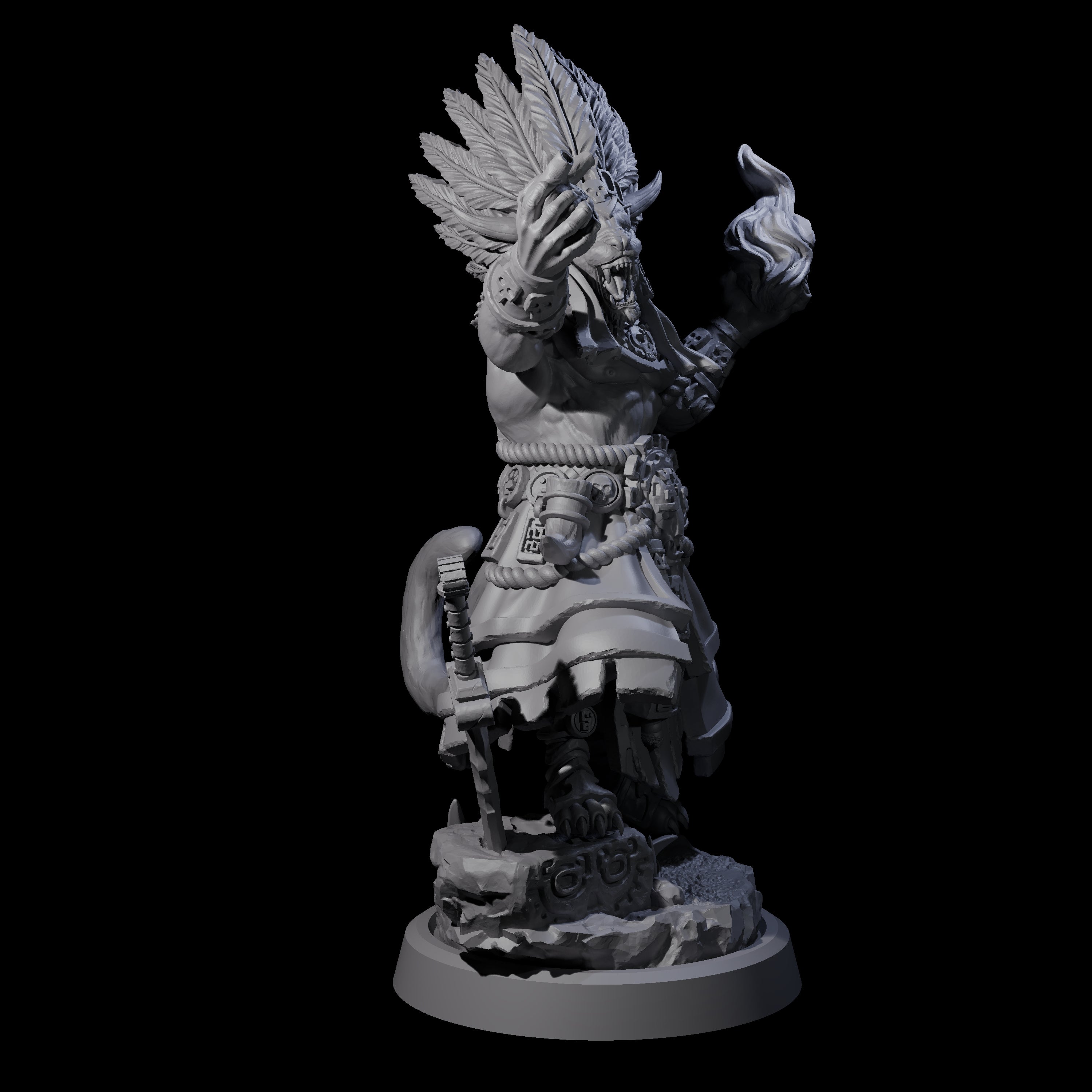 Aztec Inspired Leonin High Priest Miniature for Dungeons and Dragons, Pathfinder or other TTRPGs
