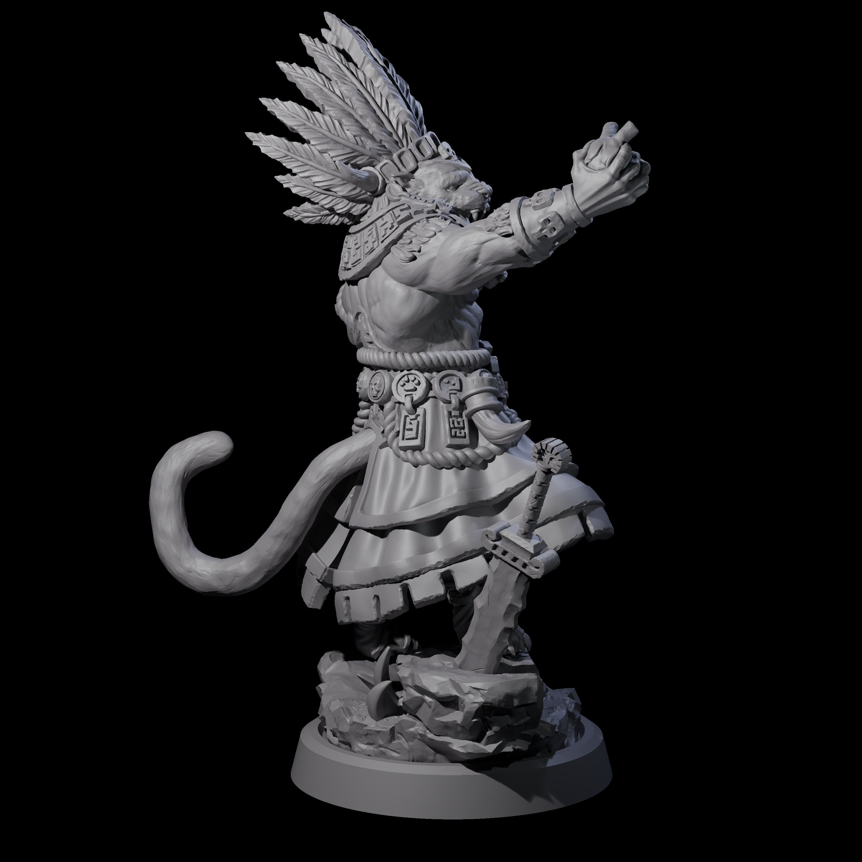 Aztec Inspired Leonin High Priest Miniature for Dungeons and Dragons, Pathfinder or other TTRPGs