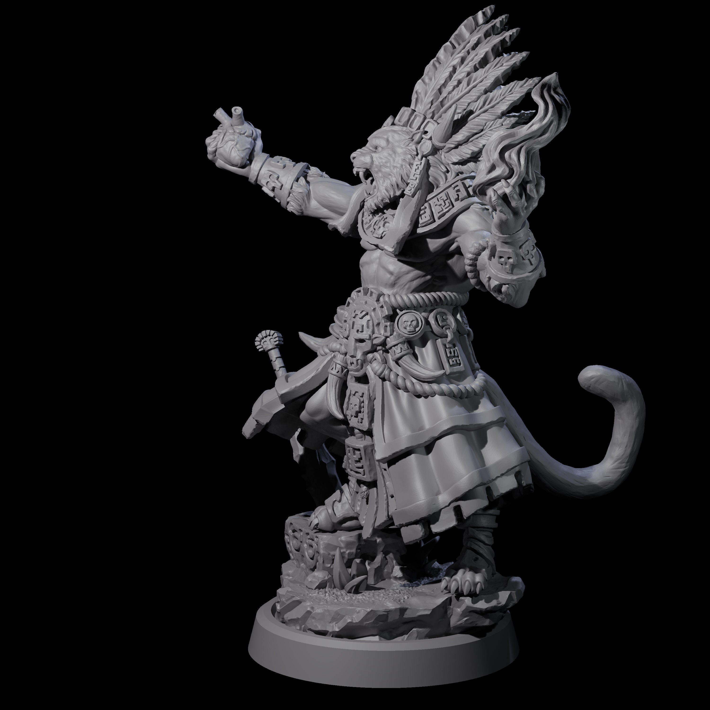 Aztec Inspired Leonin High Priest Miniature for Dungeons and Dragons, Pathfinder or other TTRPGs