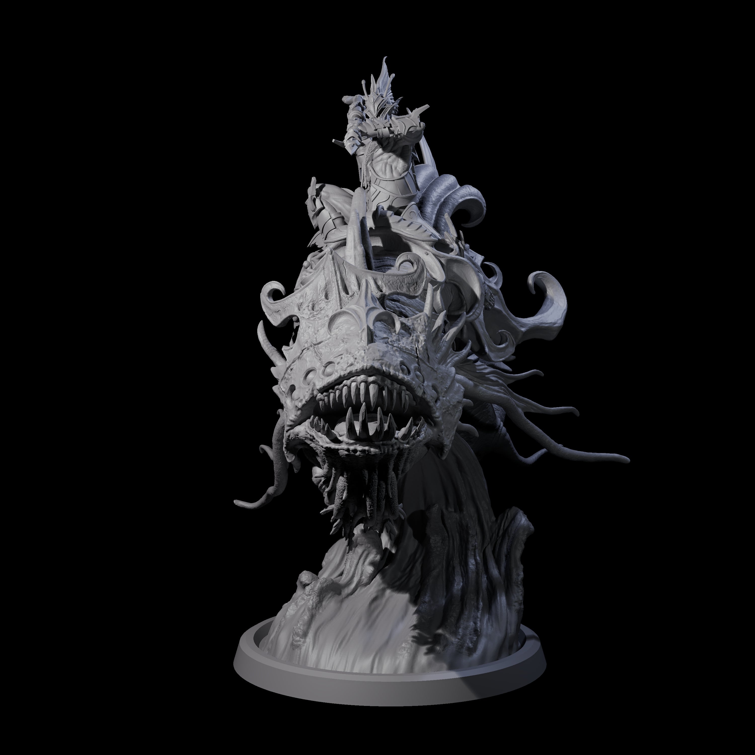 Balancing Myrmidon on Lanternfish A Miniature for Dungeons and Dragons, Pathfinder or other TTRPGs