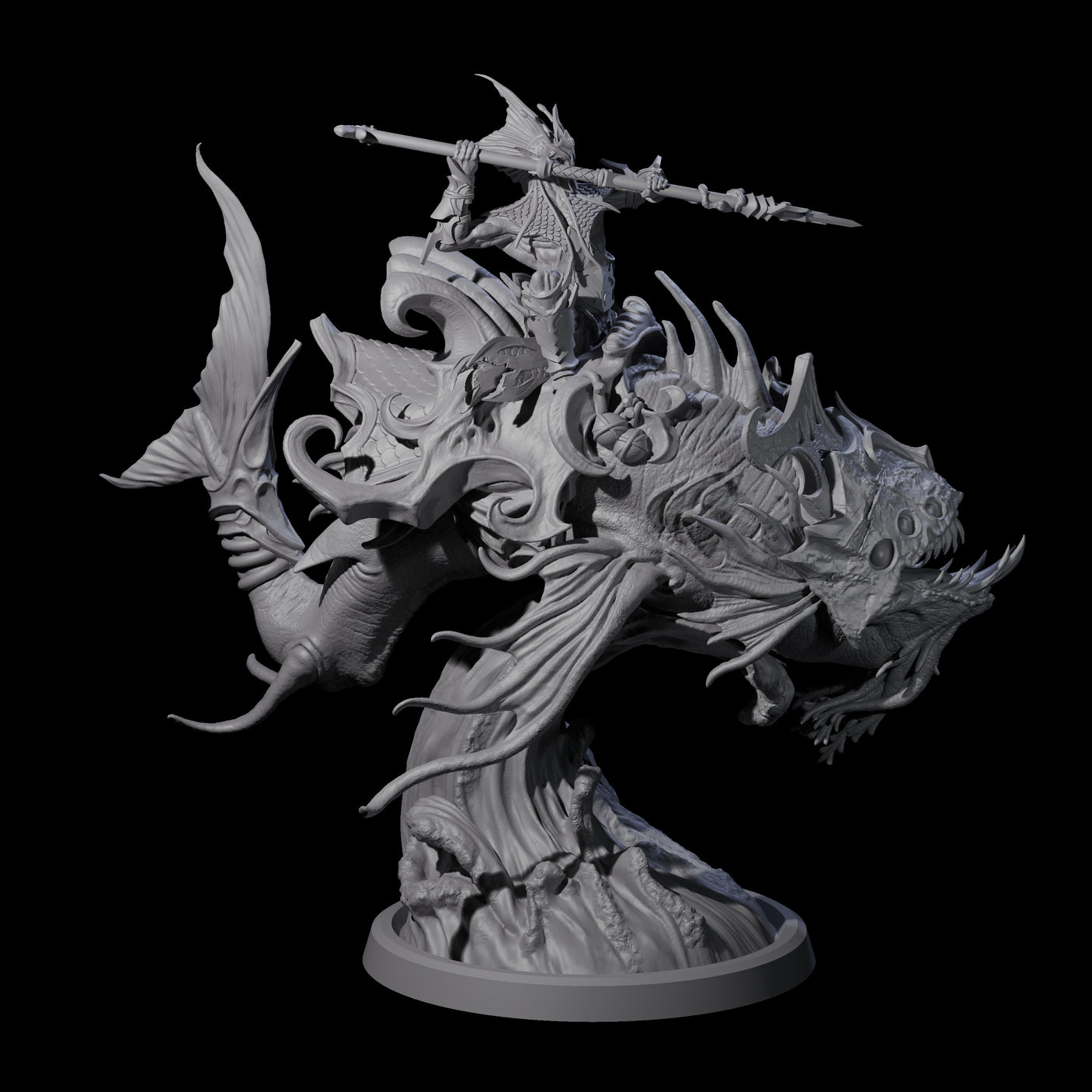 Balancing Myrmidon on Lanternfish A Miniature for Dungeons and Dragons, Pathfinder or other TTRPGs