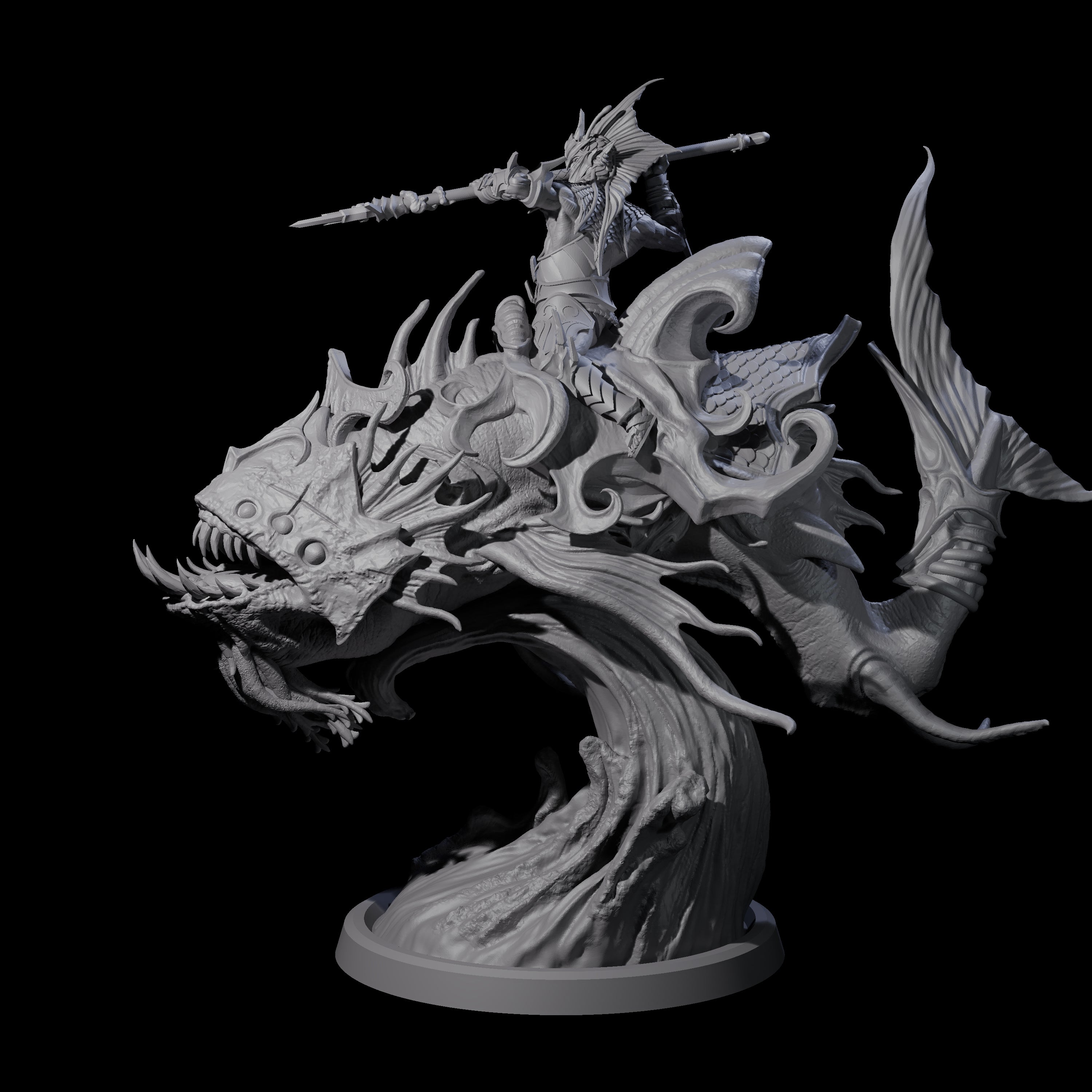 Balancing Myrmidon on Lanternfish A Miniature for Dungeons and Dragons, Pathfinder or other TTRPGs