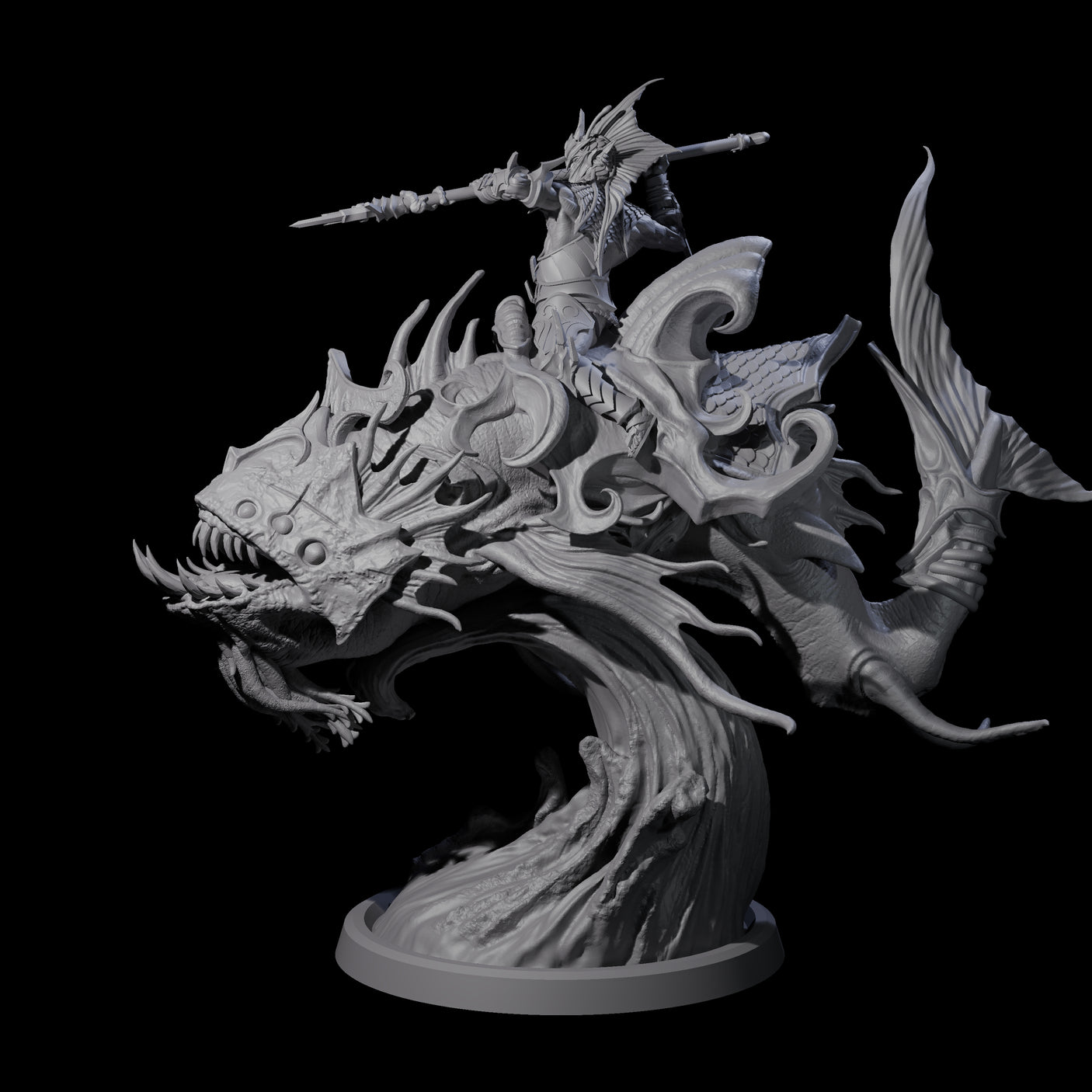 Balancing Myrmidon on Lanternfish A Miniature for Dungeons and Dragons, Pathfinder or other TTRPGs