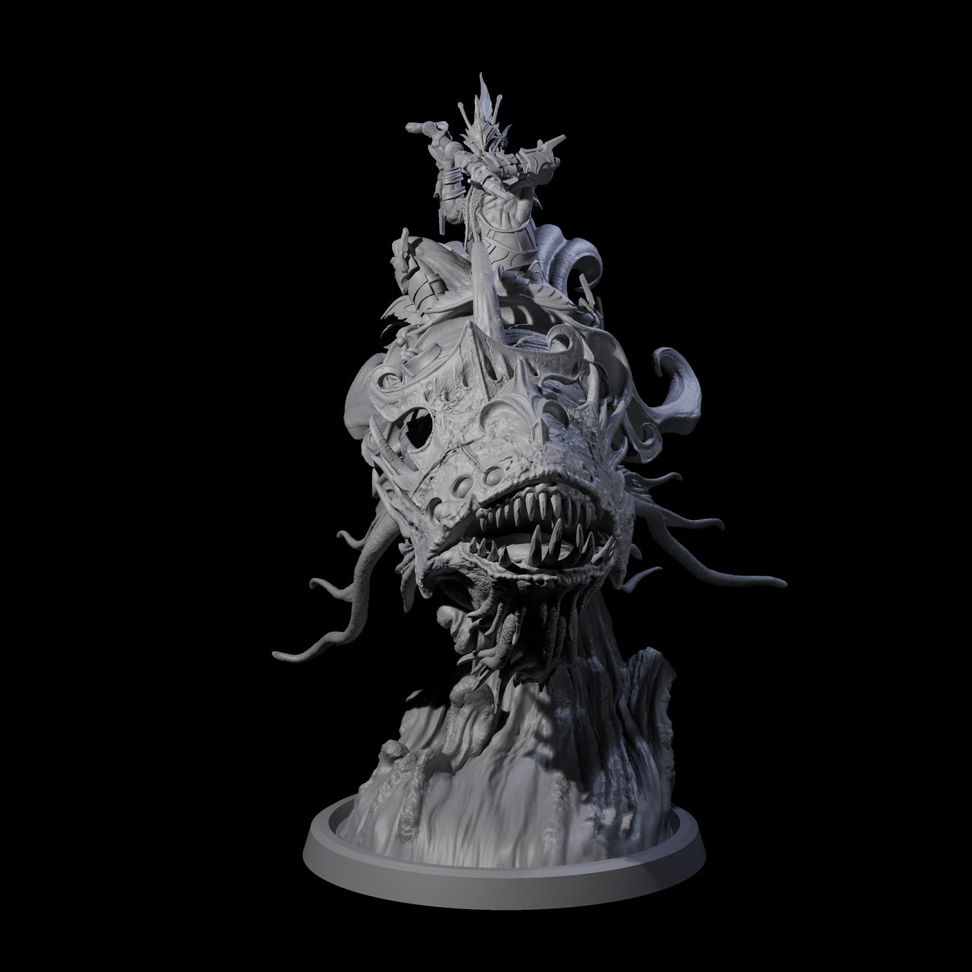 Balancing Myrmidon on Lanternfish A Miniature for Dungeons and Dragons, Pathfinder or other TTRPGs