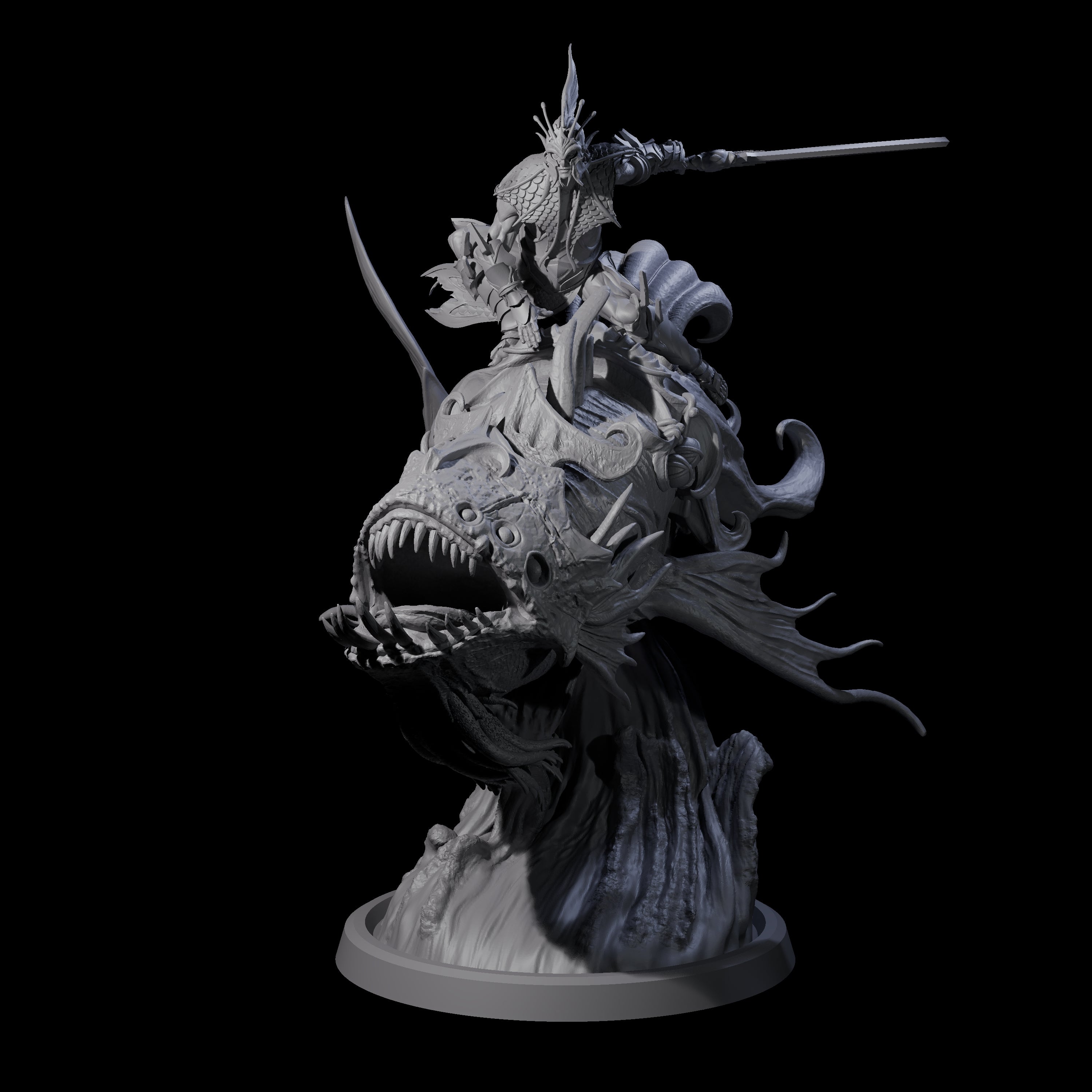 Balancing Myrmidon on Lanternfish B Miniature for Dungeons and Dragons, Pathfinder or other TTRPGs