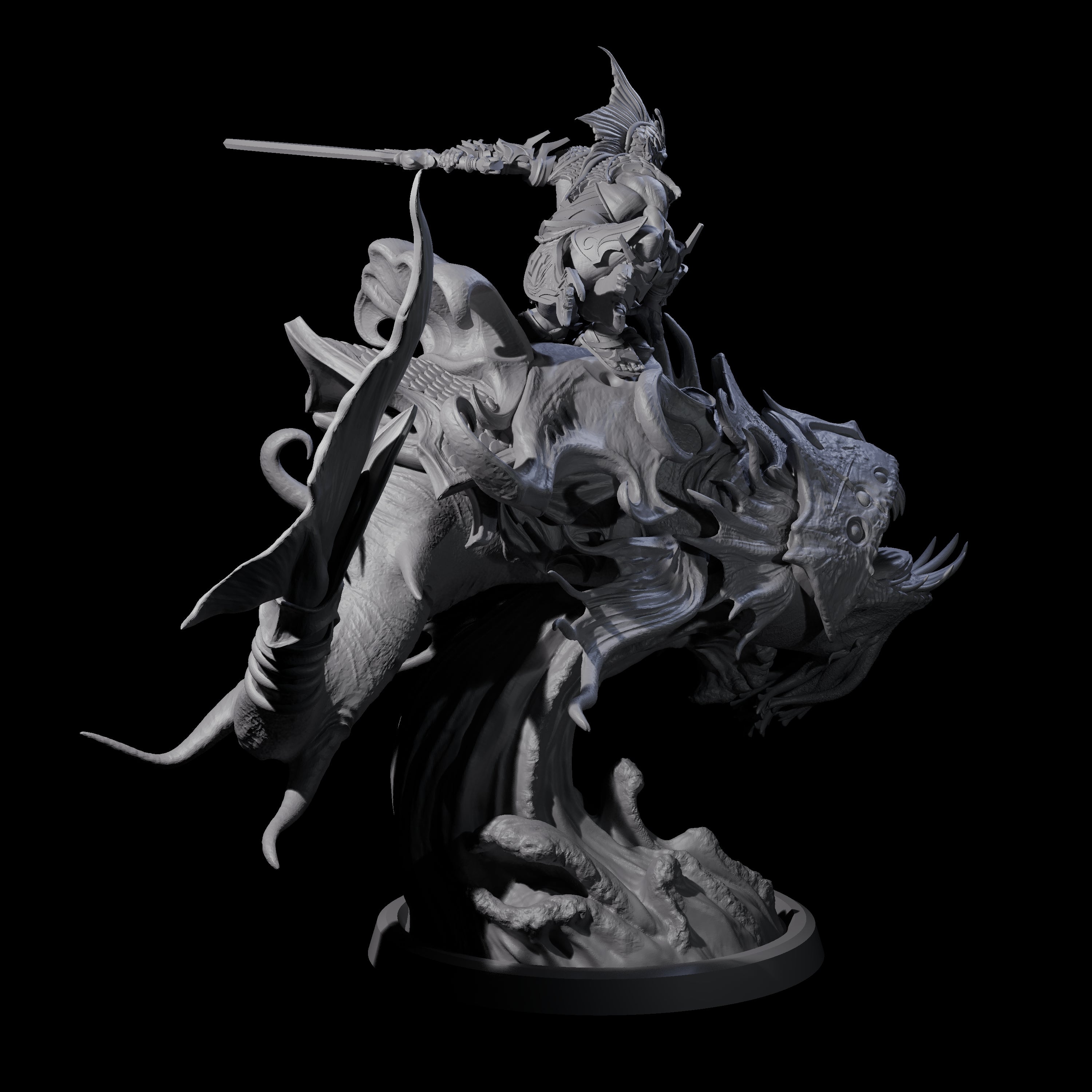 Balancing Myrmidon on Lanternfish B Miniature for Dungeons and Dragons, Pathfinder or other TTRPGs