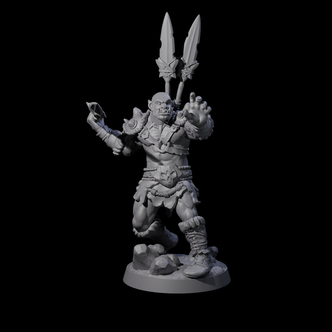 Bald Orc C Miniature for Dungeons and Dragons, Pathfinder or other TTRPGs