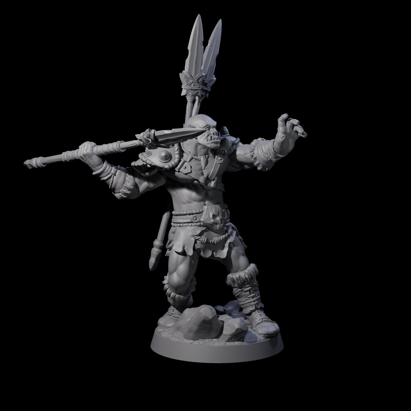 Bald Orc C Miniature for Dungeons and Dragons, Pathfinder or other TTRPGs