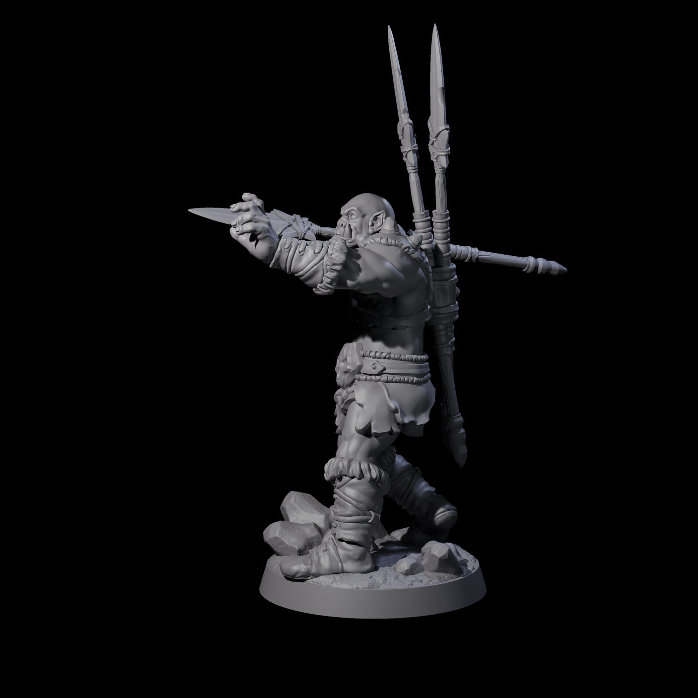 Bald Orc C Miniature for Dungeons and Dragons, Pathfinder or other TTRPGs