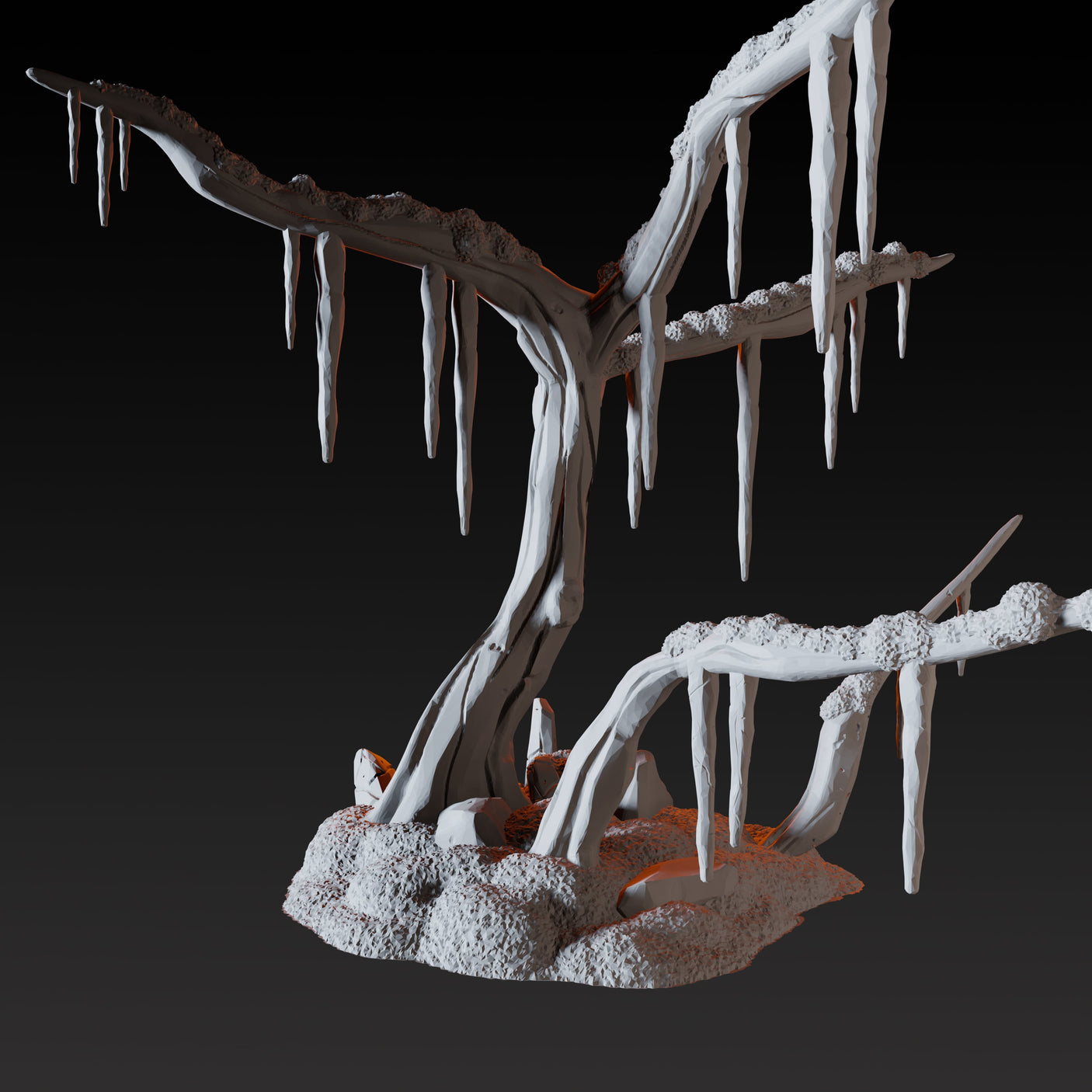Bald Tree with Icicles Miniature for Dungeons and Dragons, Pathfinder or other TTRPGs