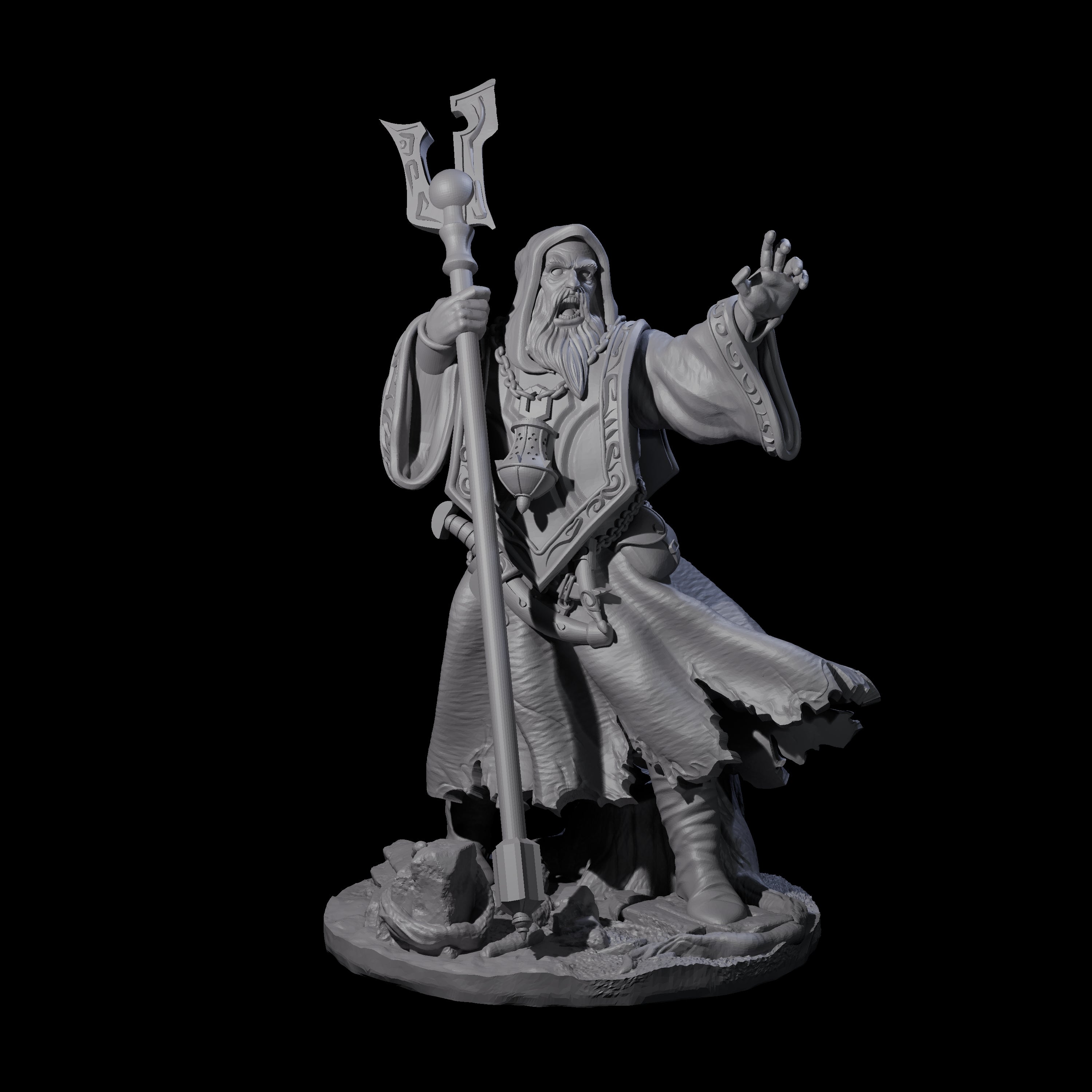 Battered Wizard Miniature for Dungeons and Dragons, Pathfinder or other TTRPGs