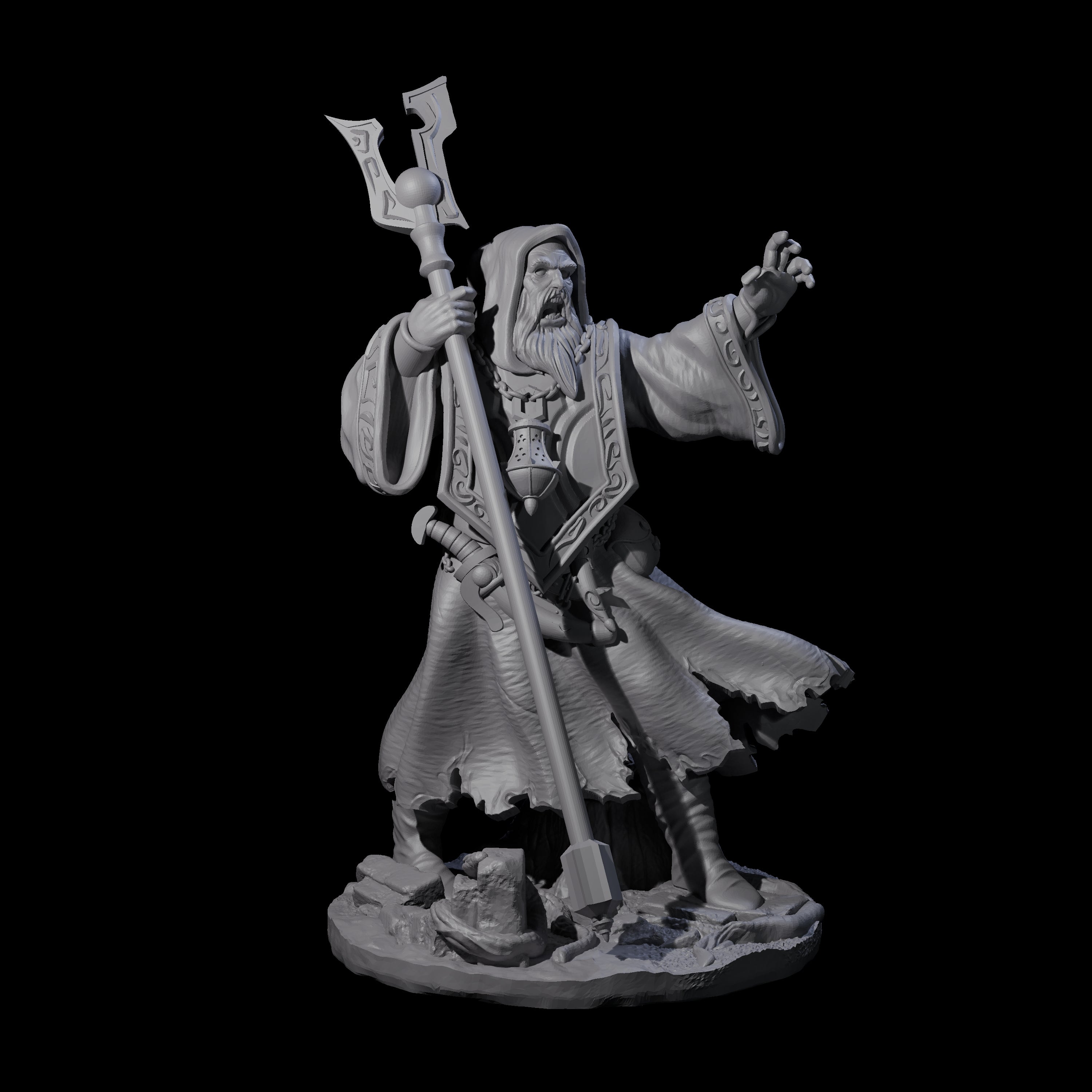 Battered Wizard Miniature for Dungeons and Dragons, Pathfinder or other TTRPGs