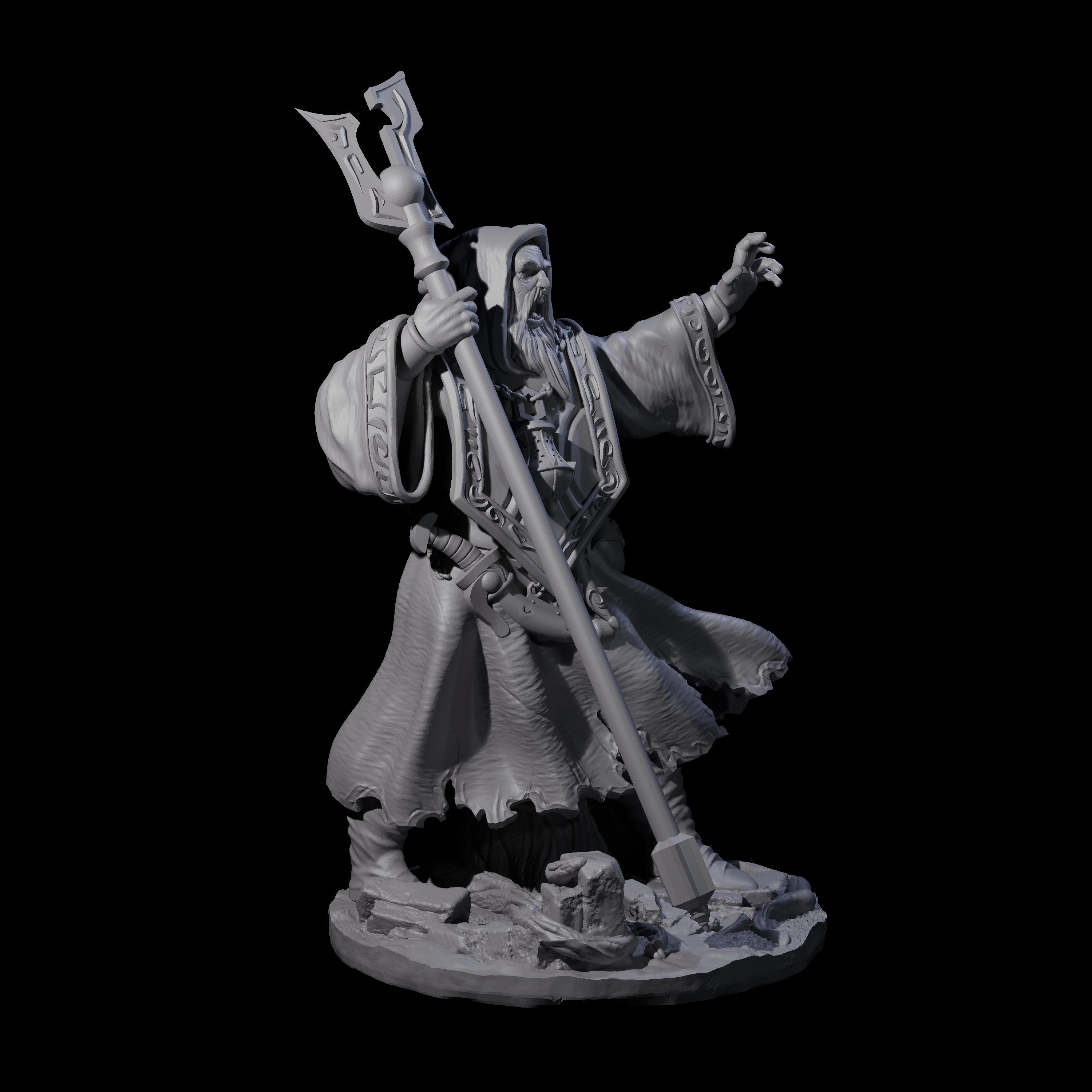 Battered Wizard Miniature for Dungeons and Dragons, Pathfinder or other TTRPGs