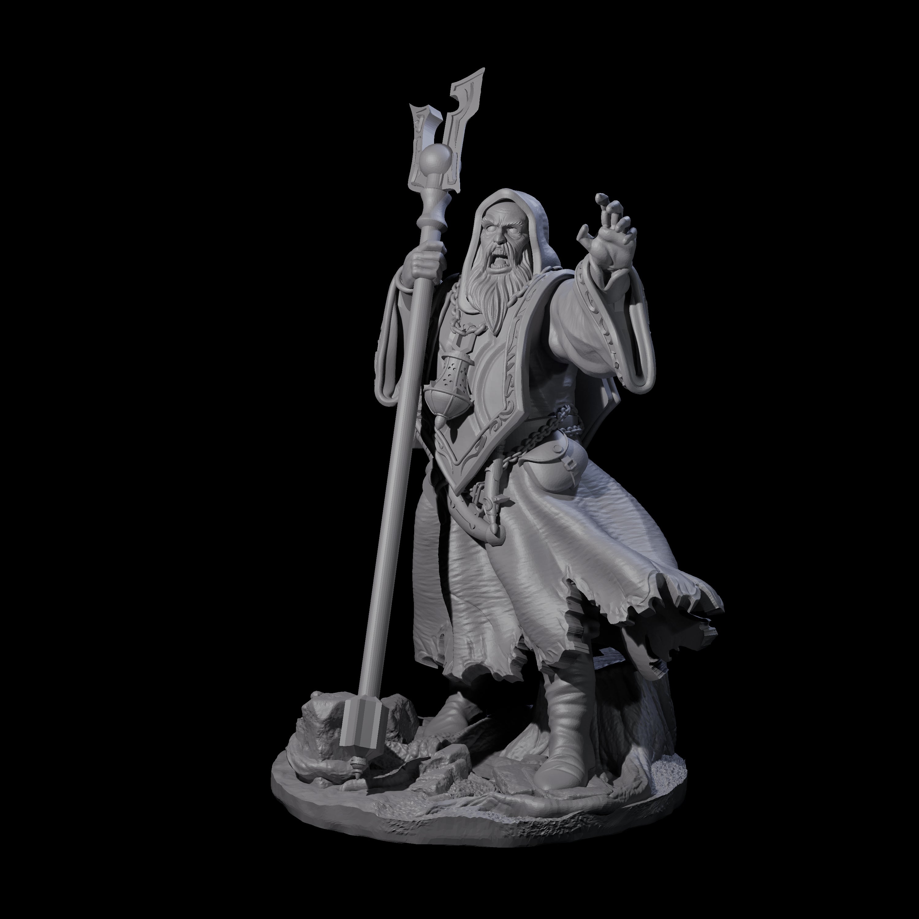 Battered Wizard Miniature for Dungeons and Dragons, Pathfinder or other TTRPGs