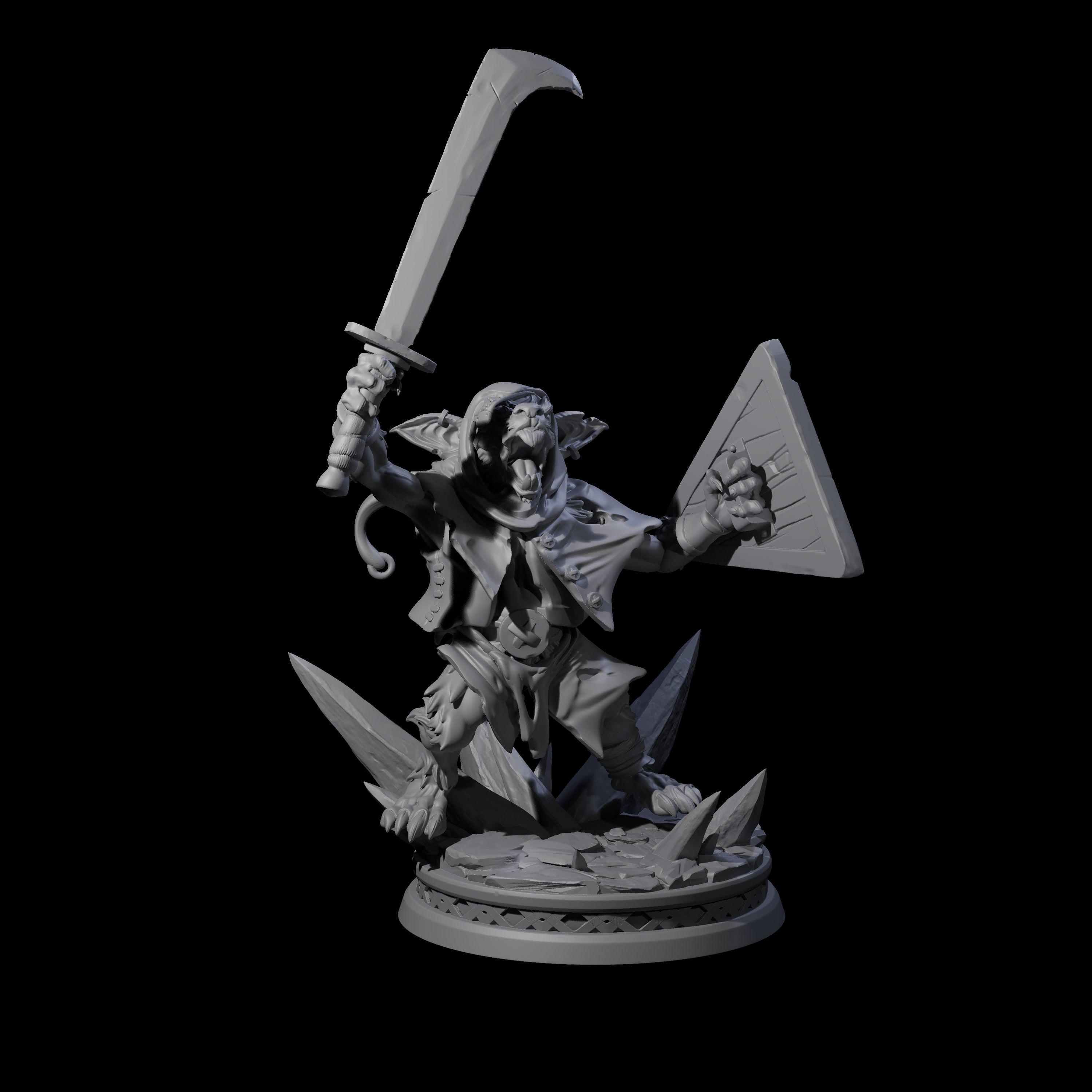 Battleraged Ratfolk Fighter Miniature for Dungeons and Dragons, Pathfinder or other TTRPGs