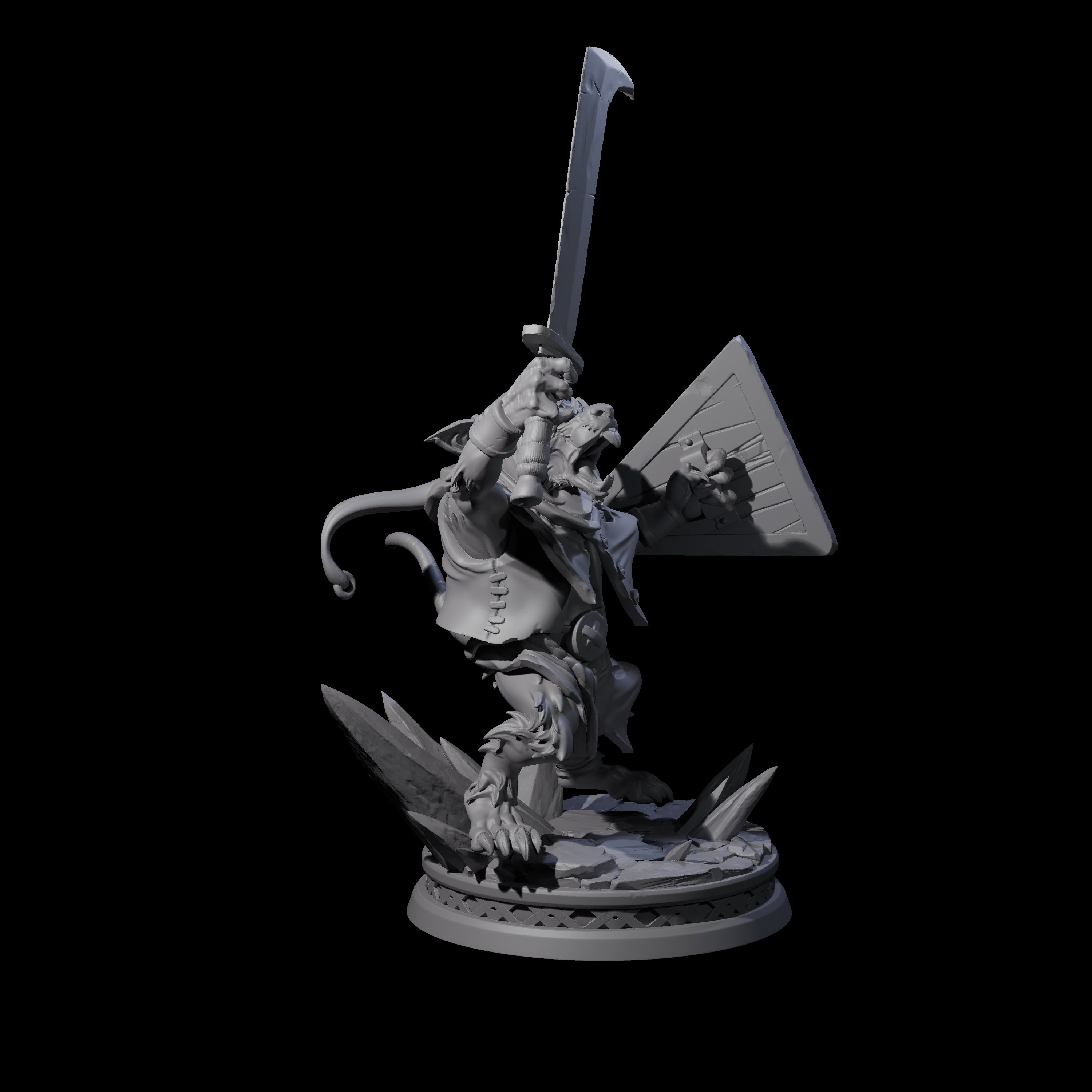 Battleraged Ratfolk Fighter Miniature for Dungeons and Dragons, Pathfinder or other TTRPGs