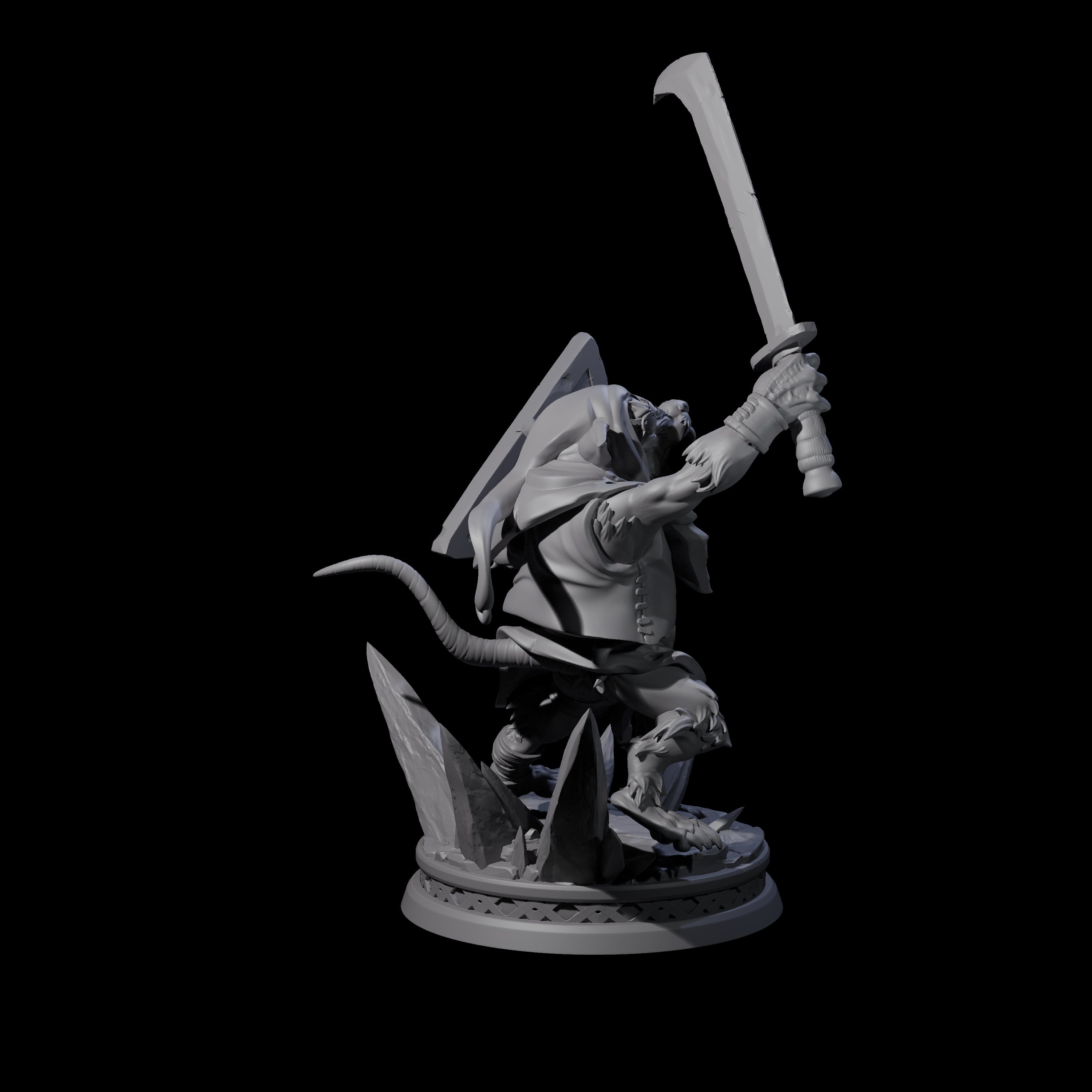Battleraged Ratfolk Fighter Miniature for Dungeons and Dragons, Pathfinder or other TTRPGs