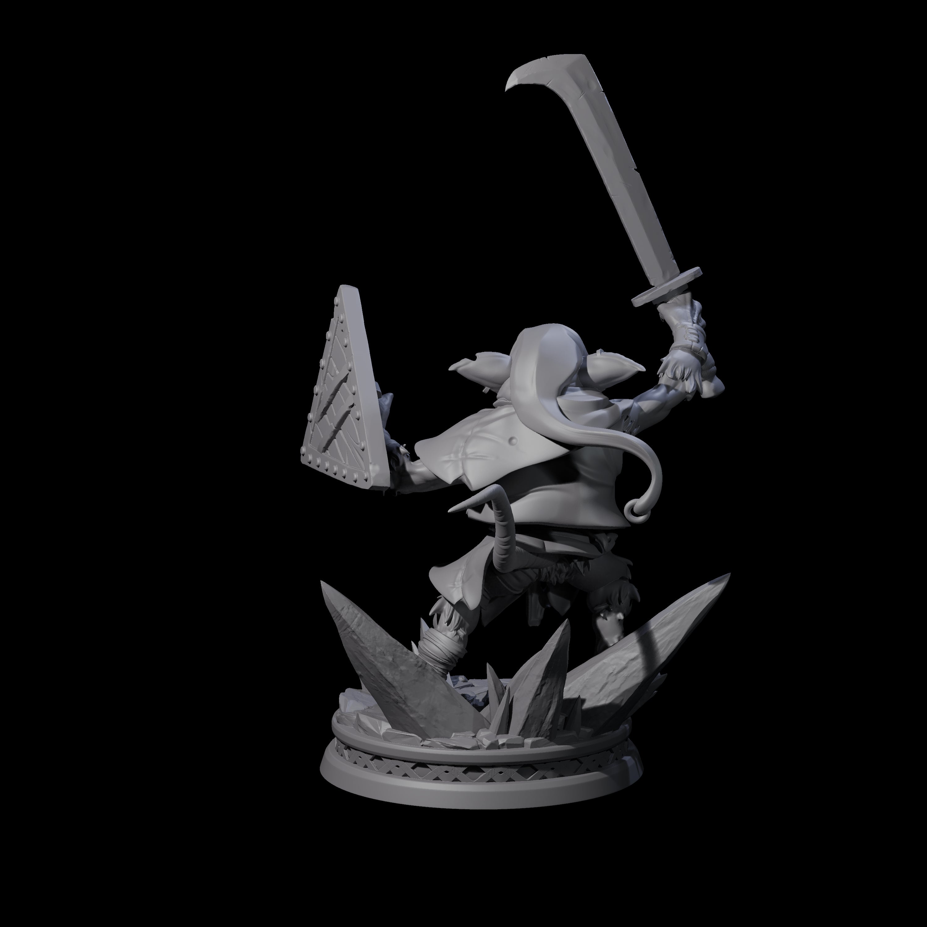 Battleraged Ratfolk Fighter Miniature for Dungeons and Dragons, Pathfinder or other TTRPGs