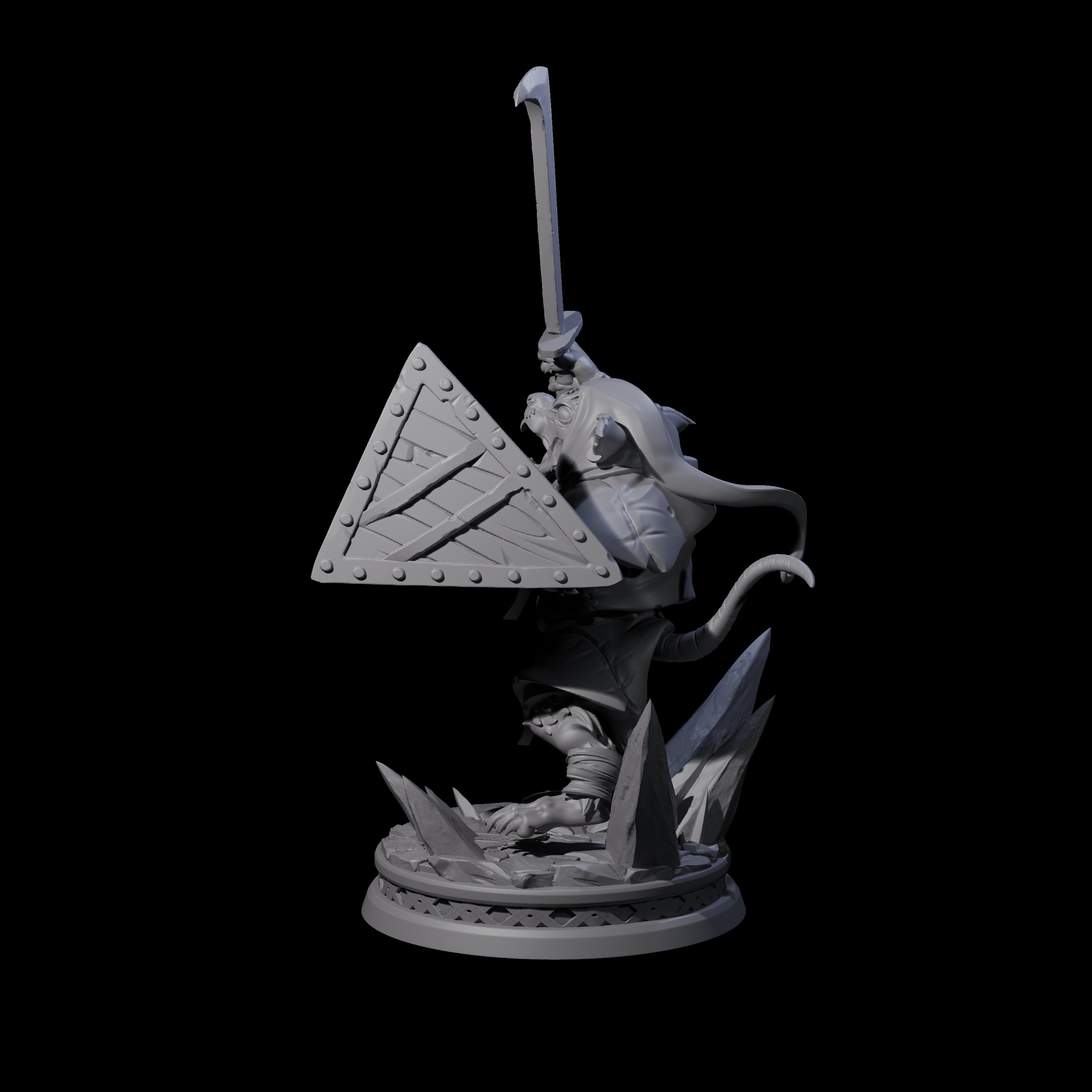 Battleraged Ratfolk Fighter Miniature for Dungeons and Dragons, Pathfinder or other TTRPGs