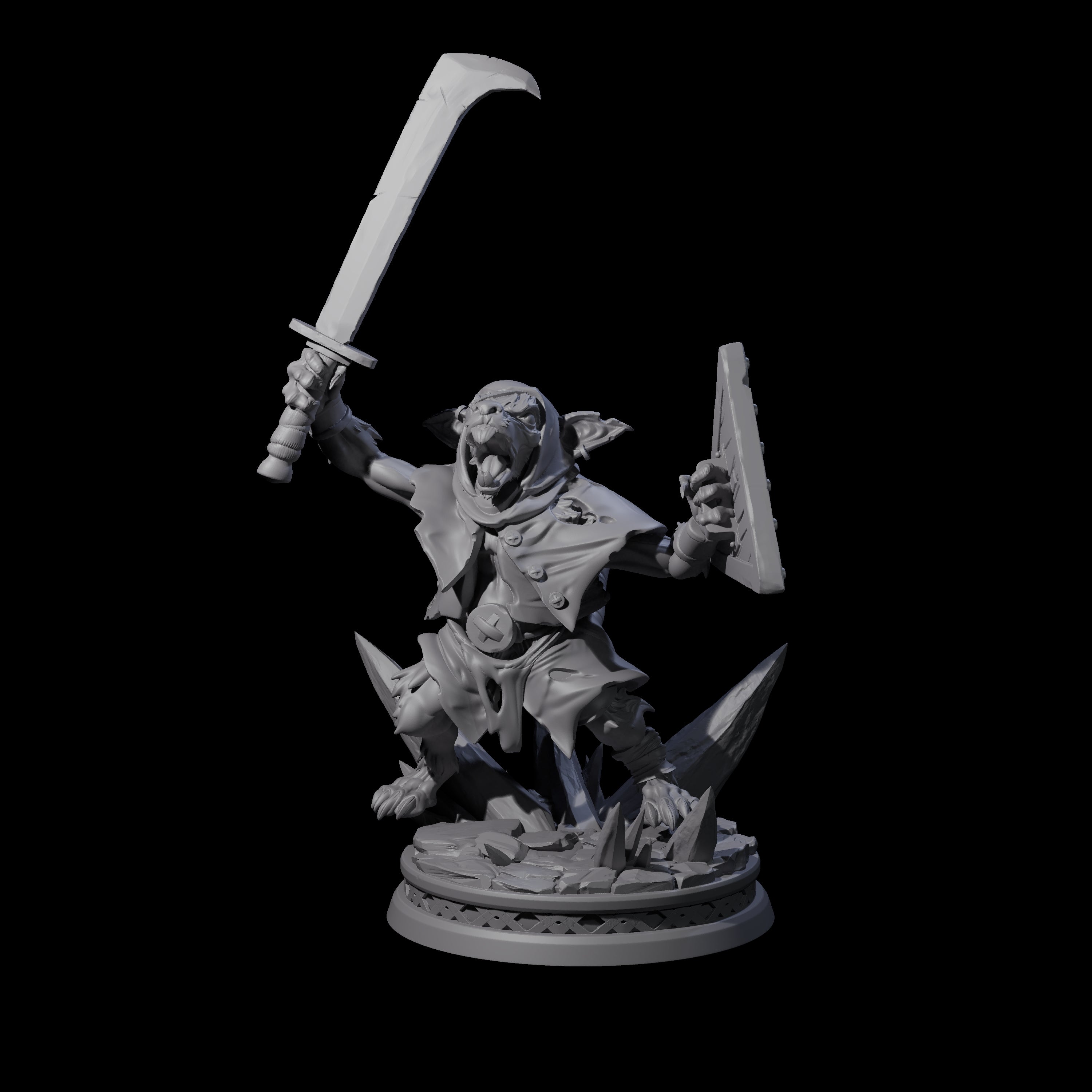 Battleraged Ratfolk Fighter Miniature for Dungeons and Dragons, Pathfinder or other TTRPGs