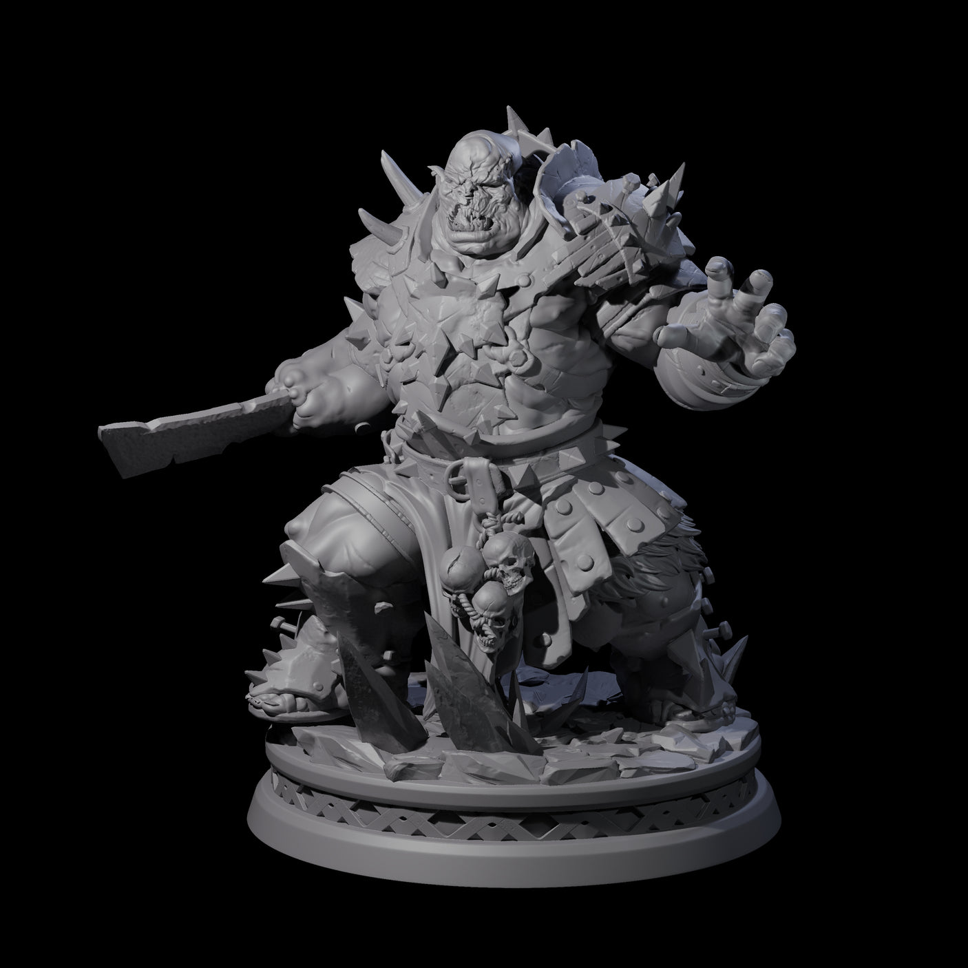 Battlescarred Ogre Captain Miniature for Dungeons and Dragons, Pathfinder or other TTRPGs