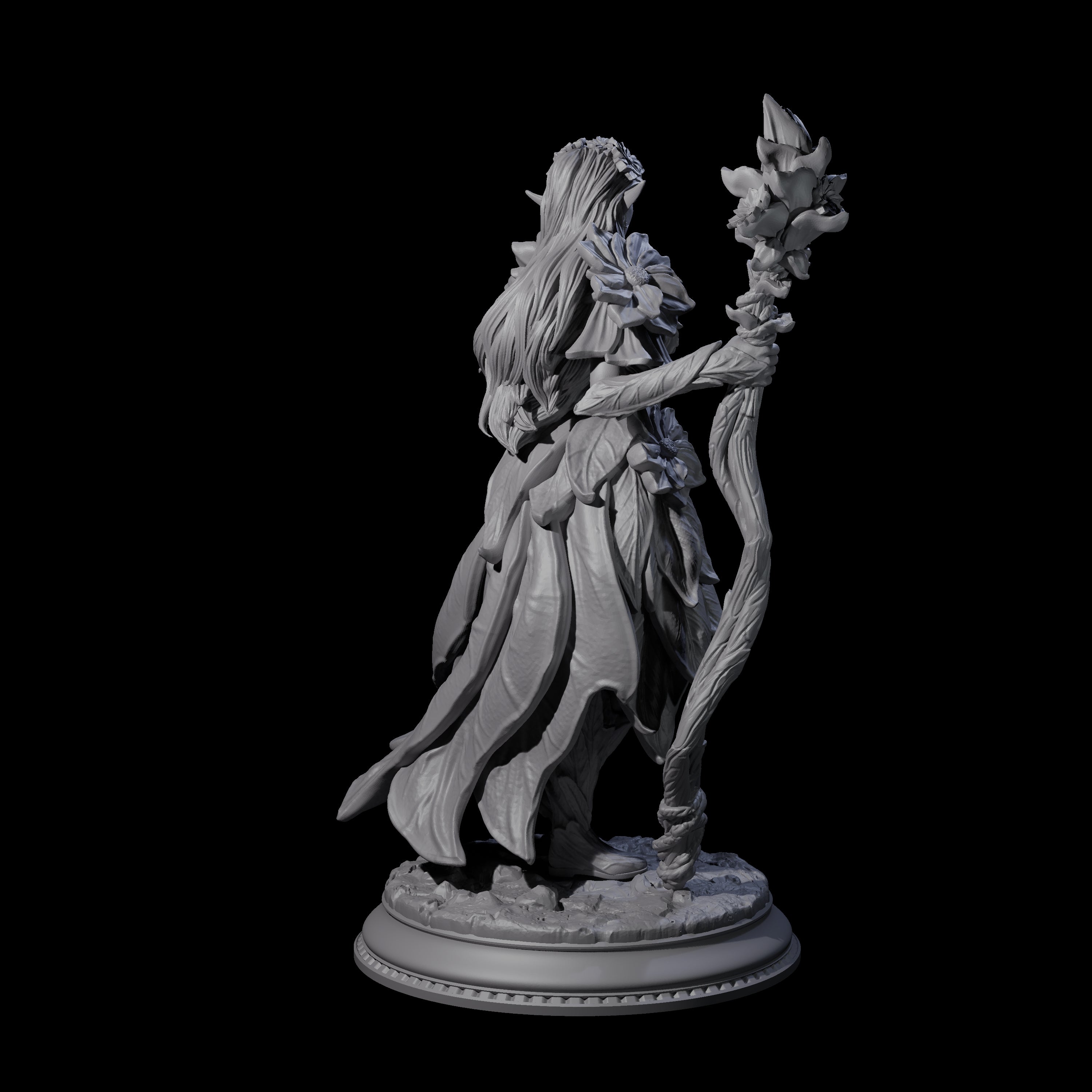 Beautiful Fae Court Magician Miniature for Dungeons and Dragons, Pathfinder or other TTRPGs