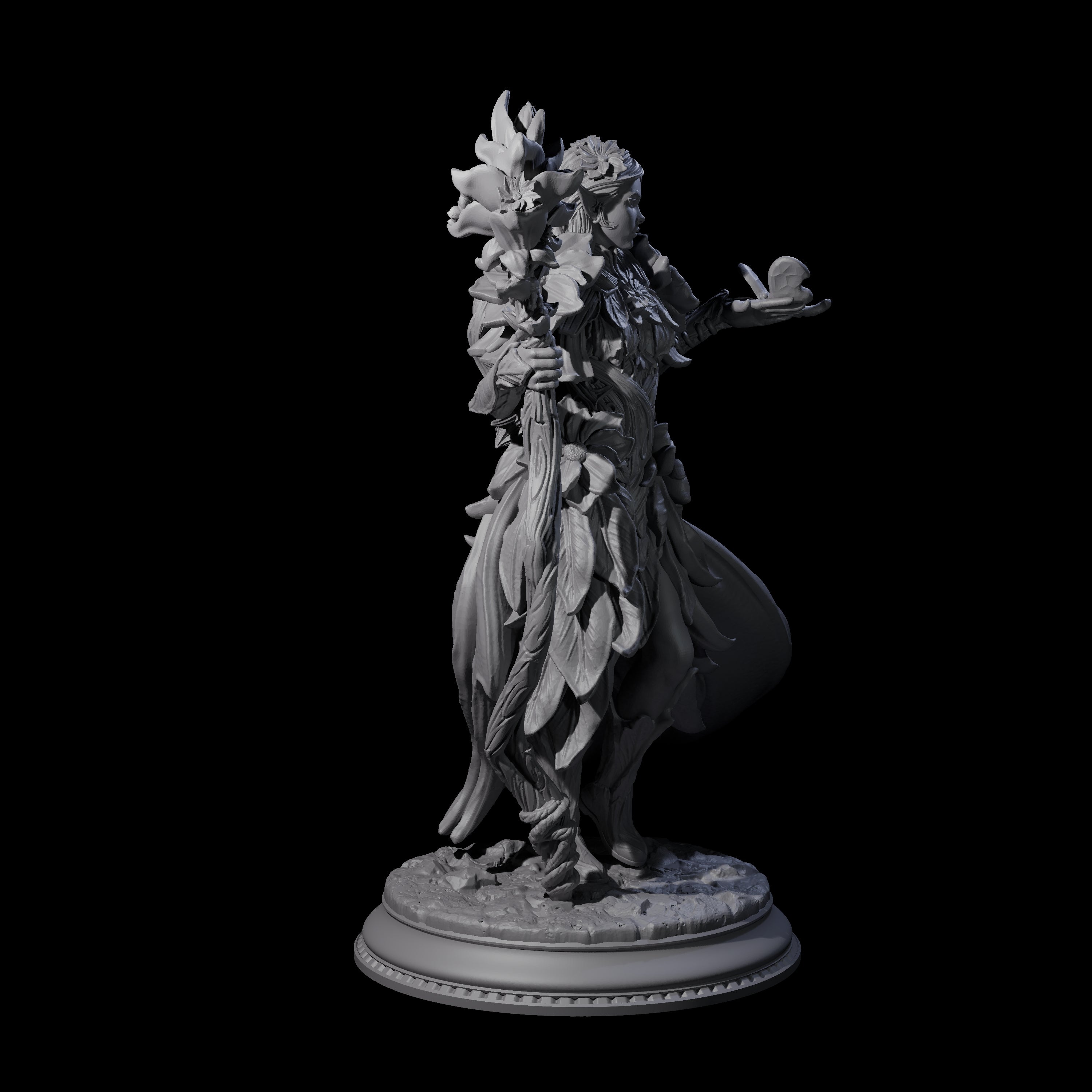 Beautiful Fae Court Magician Miniature for Dungeons and Dragons, Pathfinder or other TTRPGs