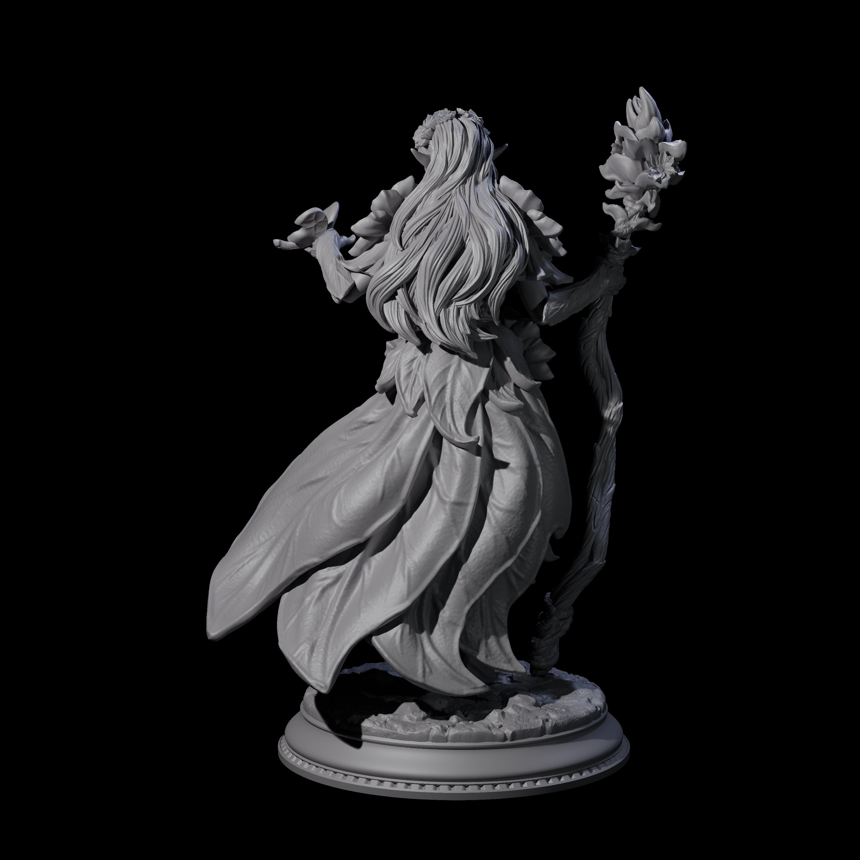 Beautiful Fae Court Magician Miniature for Dungeons and Dragons, Pathfinder or other TTRPGs