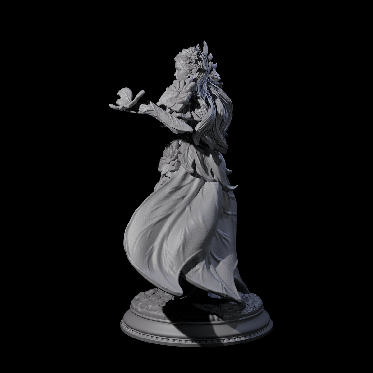 Beautiful Fae Court Magician Miniature for Dungeons and Dragons, Pathfinder or other TTRPGs