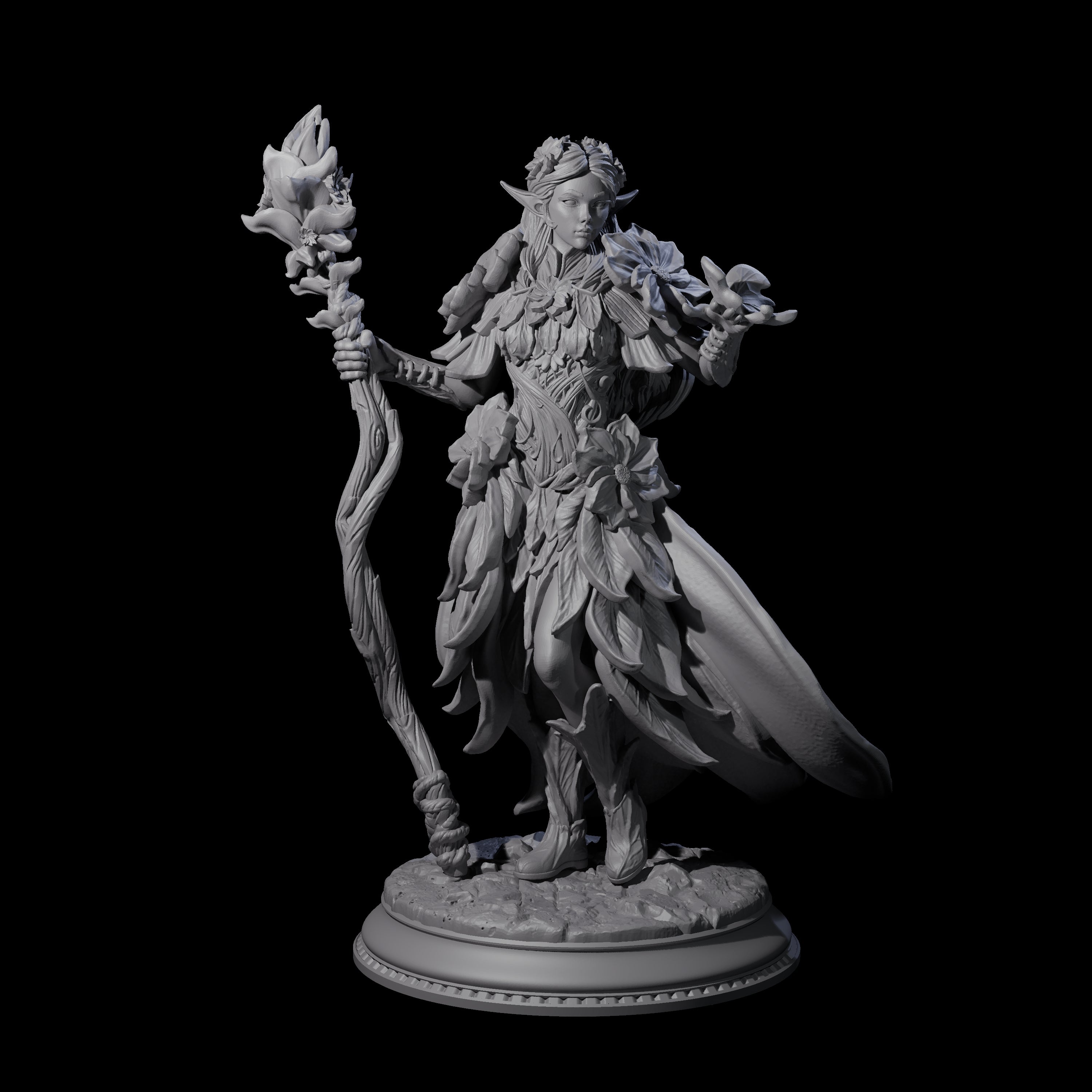 Beautiful Fae Court Magician Miniature for Dungeons and Dragons, Pathfinder or other TTRPGs