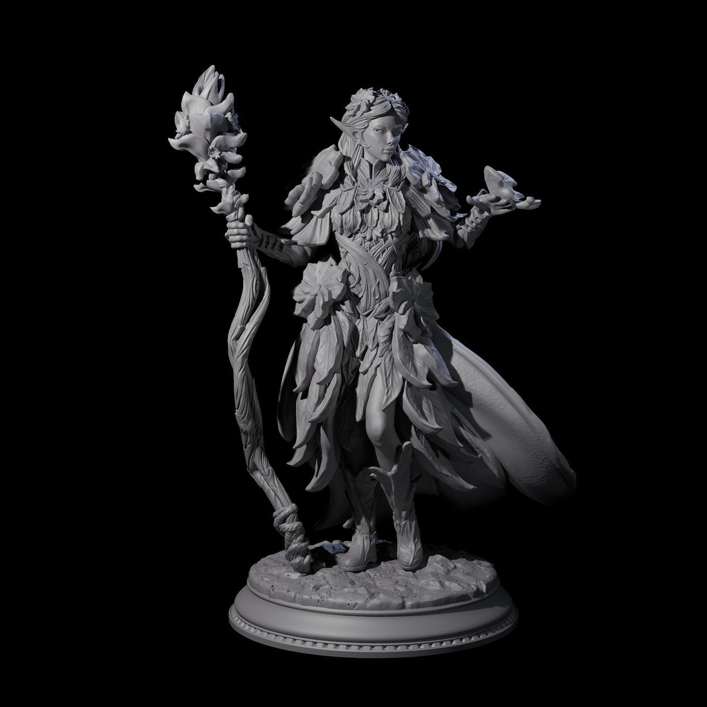 Beautiful Fae Court Magician Miniature for Dungeons and Dragons, Pathfinder or other TTRPGs