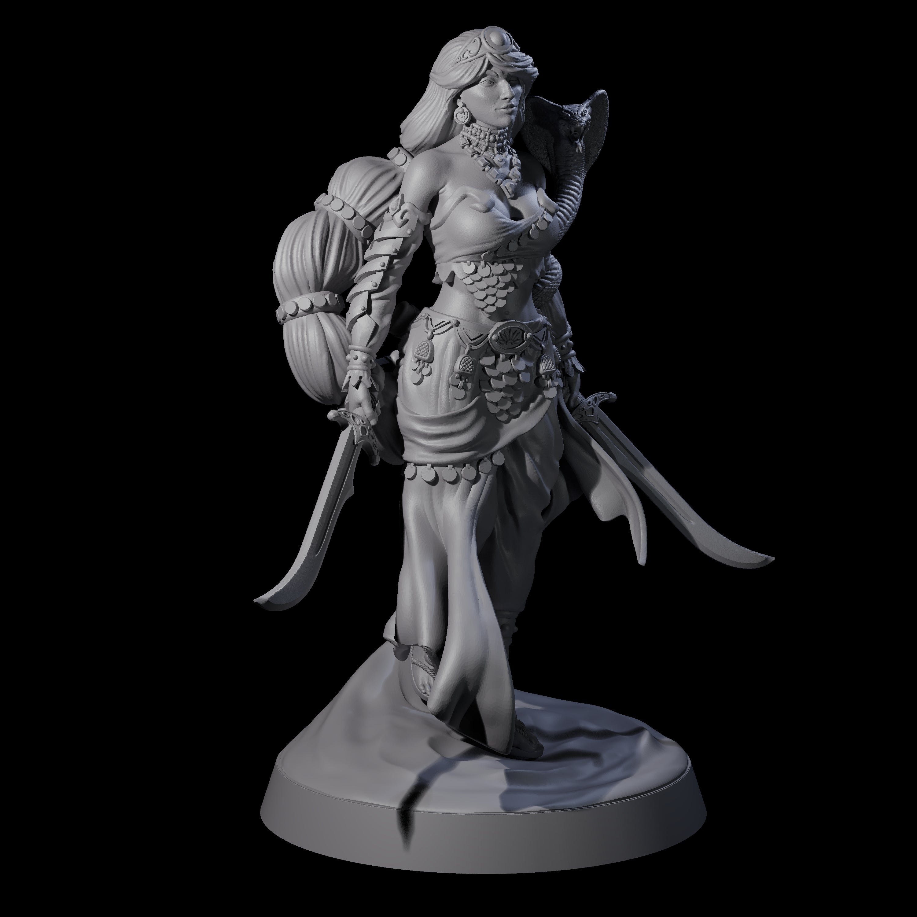 Big Hair Princess Miniature for Dungeons and Dragons, Pathfinder or other TTRPGs